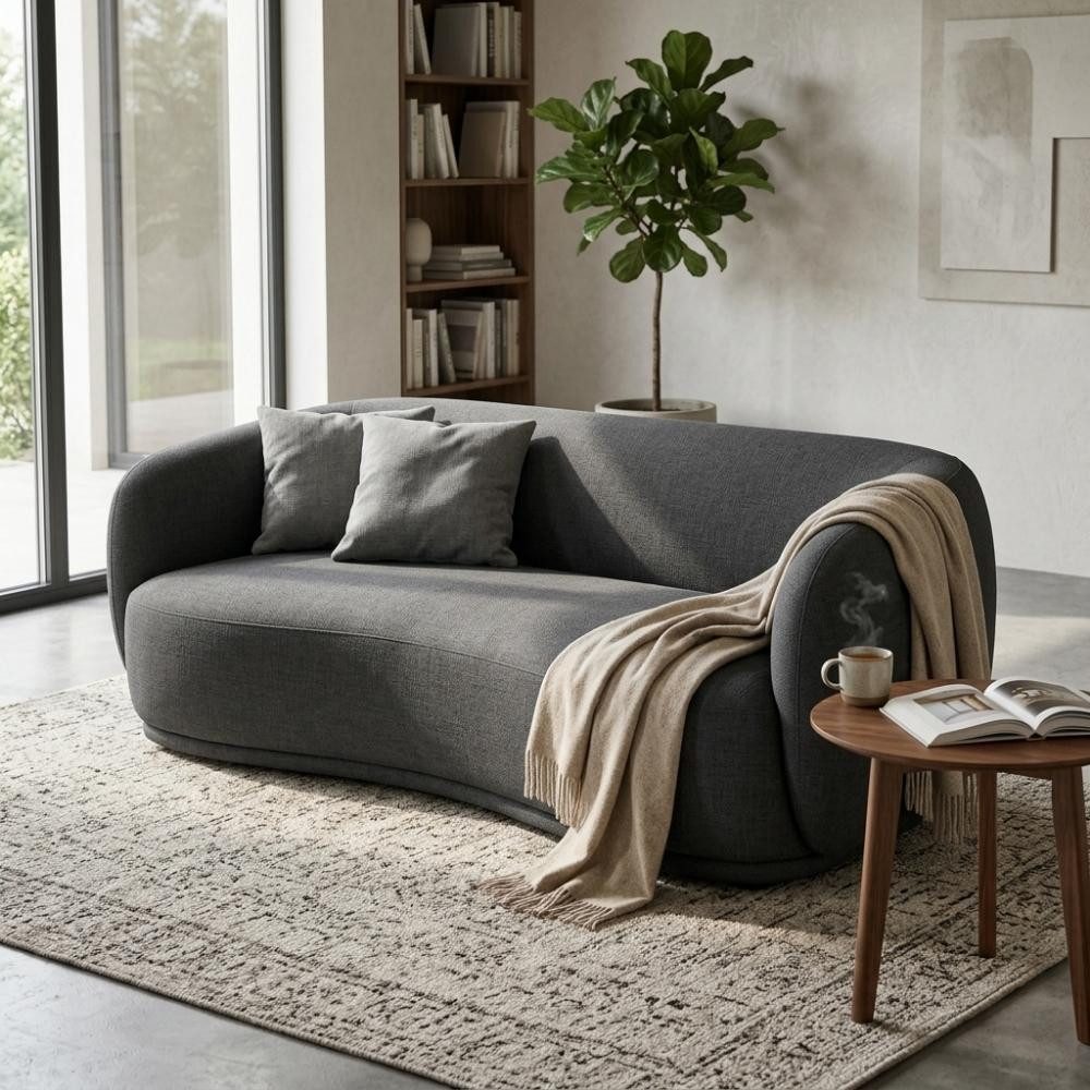 LebensWohnArt Sofa Design Sofa ARCO grau 2-Sitzer Couch Samt 180 cm Federkern