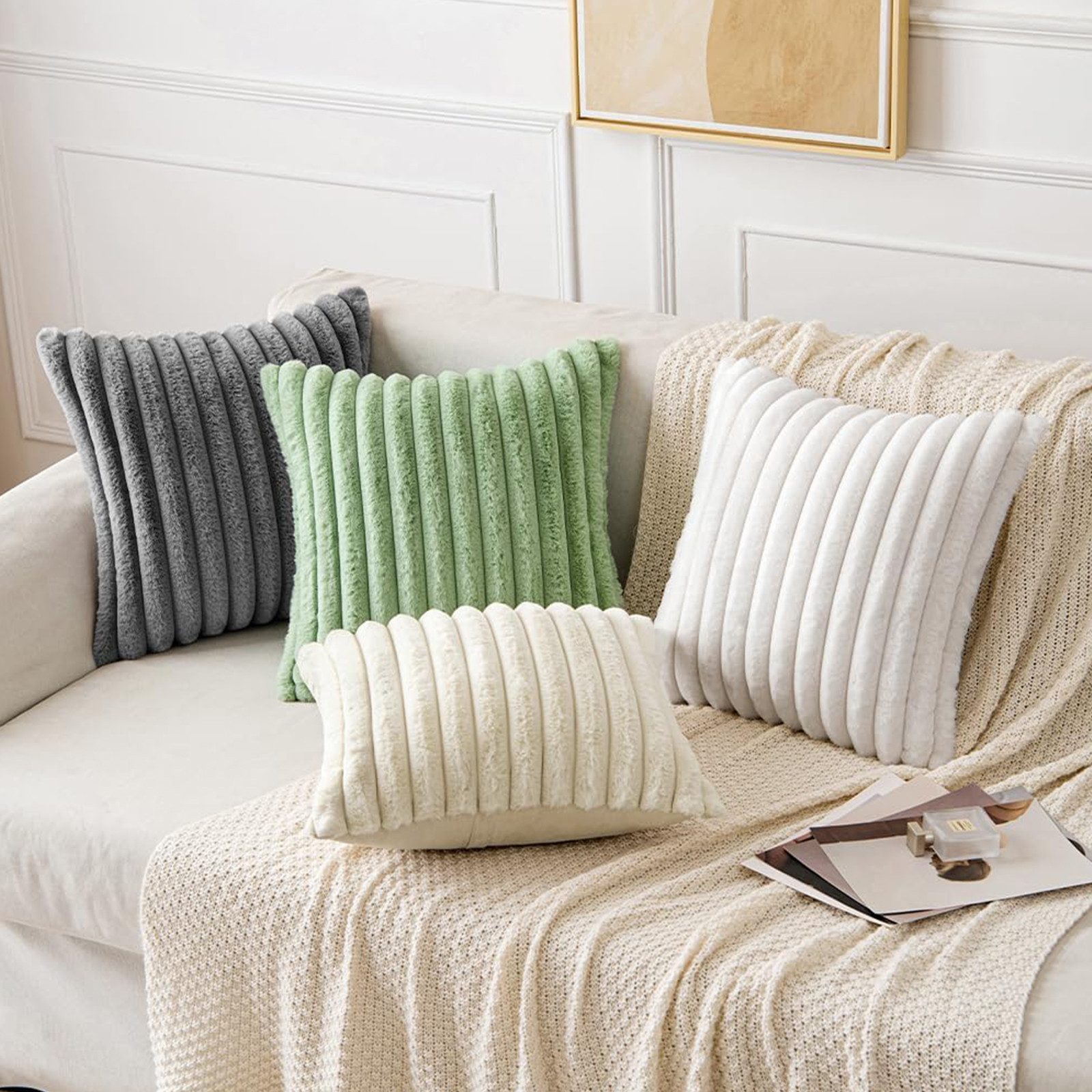 MODFU Kissenbezüge 2er Set Kissenbezug Kissenhülle Kopfkissenbezug Kissen Bezug Weich, (2 Stück), 45x45cm Sofakissen Couchkissen Bezug Sofa Schlafzimmer Reißverschluss
