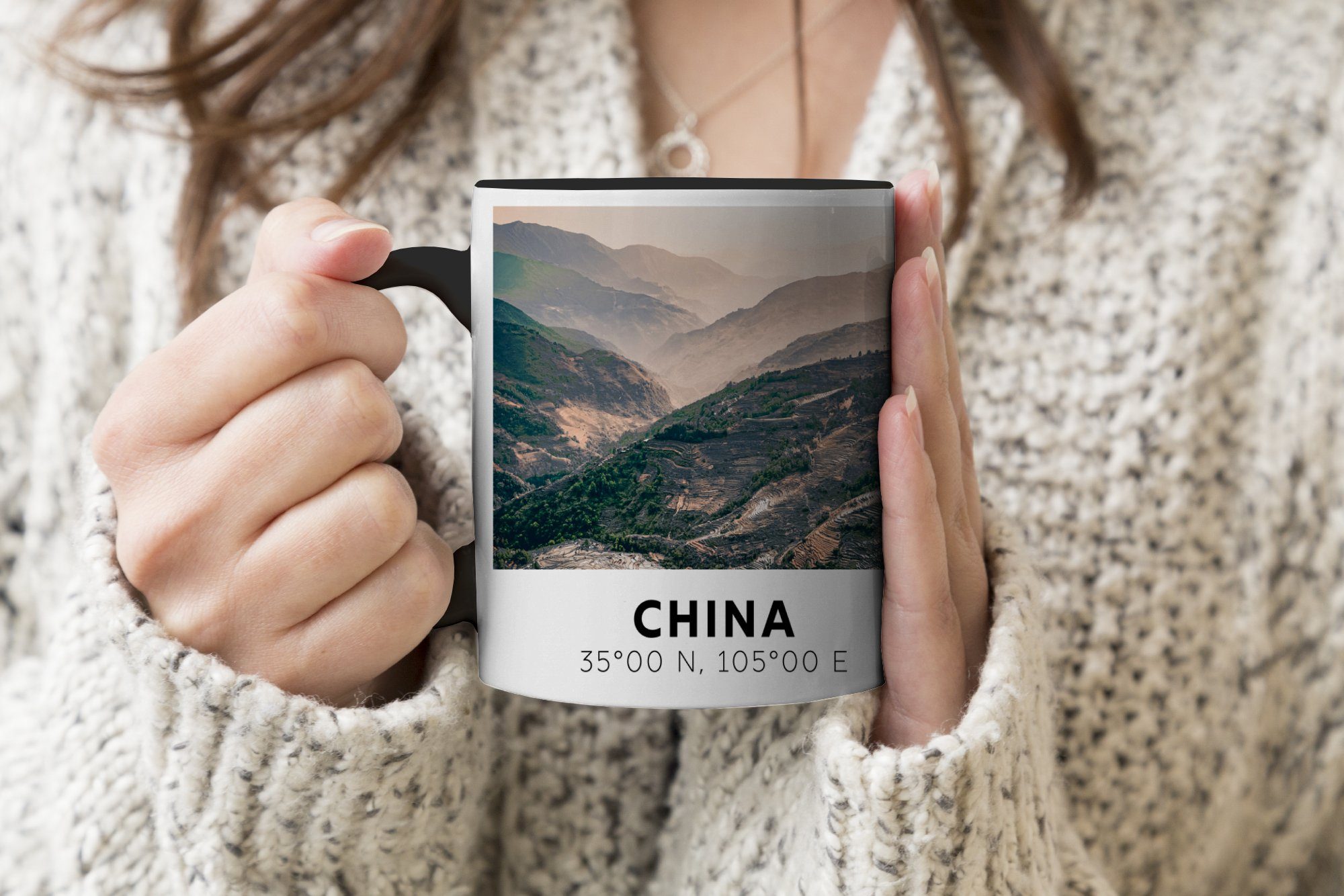 Farbwechsel, Keramik, Kaffeetassen, MuchoWow Geschenk - - Tasse - Zaubertasse, Teetasse, China Asien Sommer, Berge