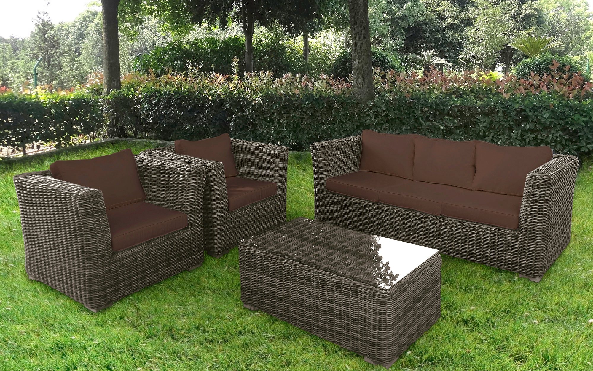 Loungeset »Funky«, 14-tlg., 3er Sofa, 2 Sessel, Tisch 100x58x40 cm, Polyrattan Loungeset »Funky«, 14-tlg., 3er Sofa, 2 Sessel, Tisch 100x58x40 cm, Polyrattan