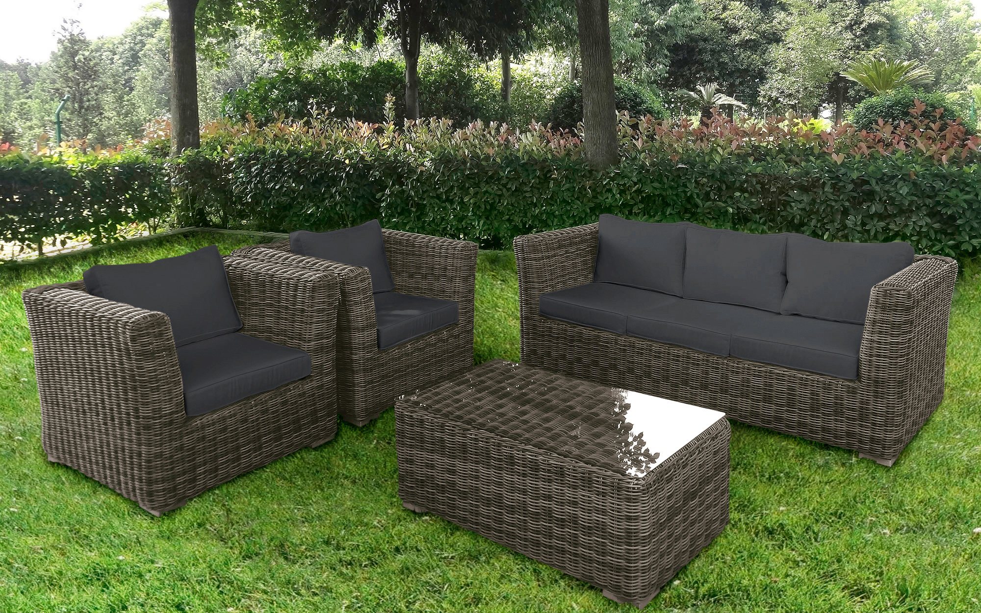 Loungeset »Funky«, 14-tlg., 3er Sofa, 2 Sessel, Tisch 100x58x40 cm, Polyrattan Loungeset »Funky«, 14-tlg., 3er Sofa, 2 Sessel, Tisch 100x58x40 cm, Polyrattan