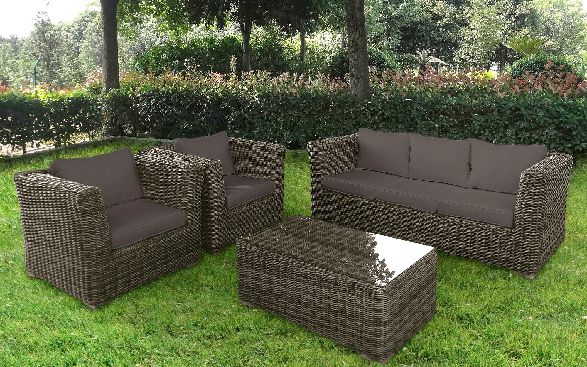 Loungeset »Funky«, 14-tlg., 3er Sofa, 2 Sessel, Tisch 100x58x40 cm, Polyrattan Loungeset »Funky«, 14-tlg., 3er Sofa, 2 Sessel, Tisch 100x58x40 cm, Polyrattan