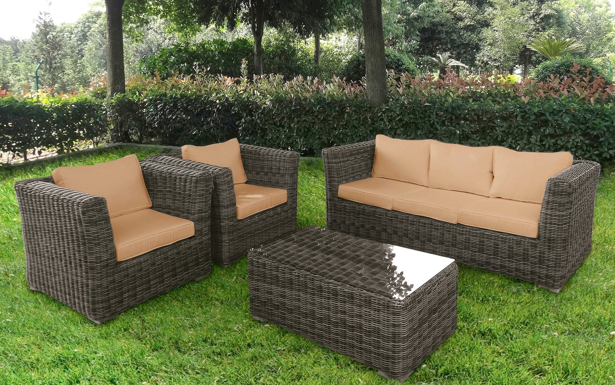 Loungeset »Funky«, 14-tlg., 3er Sofa, 2 Sessel, Tisch 100x58x40 cm, Polyrattan Loungeset »Funky«, 14-tlg., 3er Sofa, 2 Sessel, Tisch 100x58x40 cm, Polyrattan