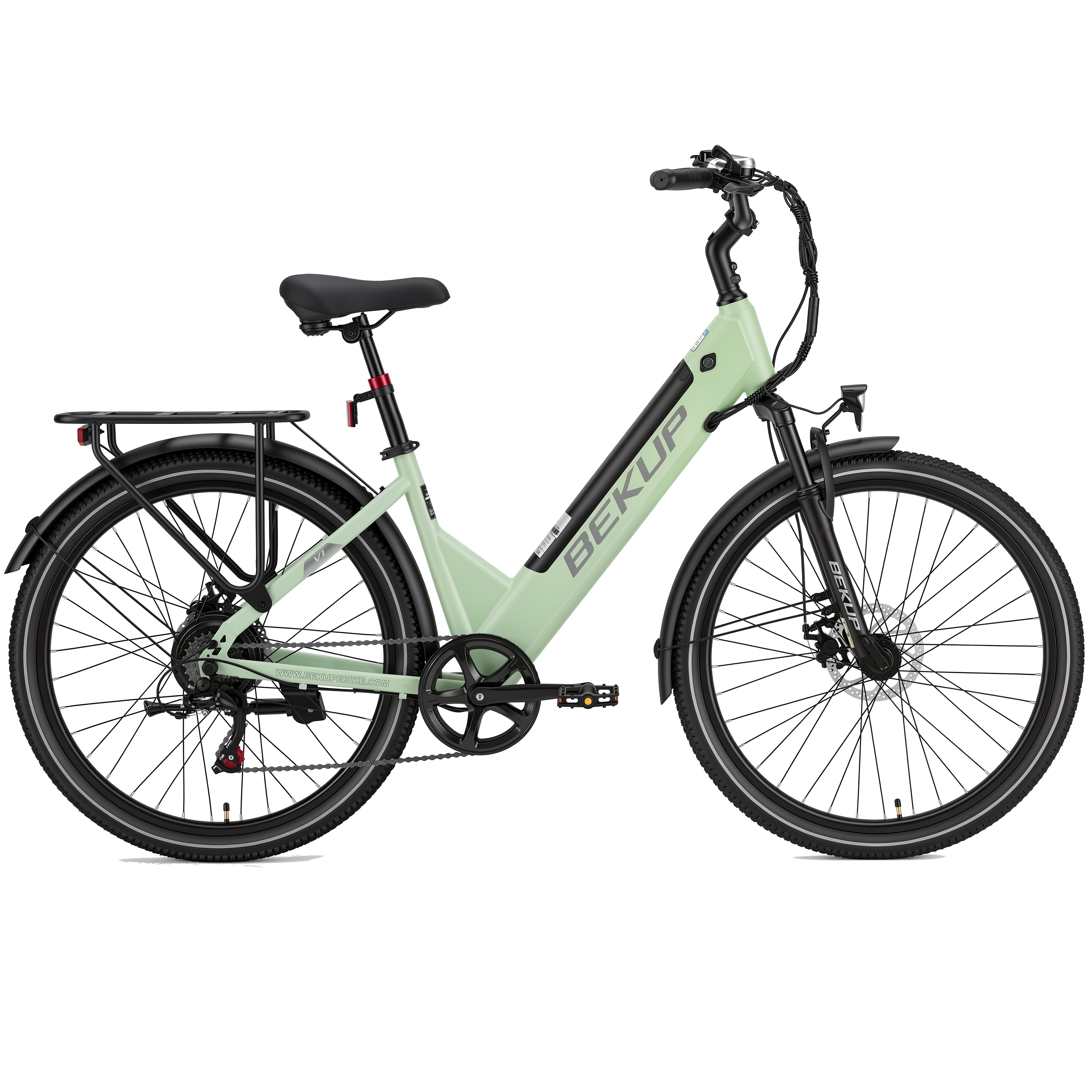 TTGO E-Bike Cityrad V1 26 Zoll Fatbike mit 840-Wh-Akku, Shimano 7-Gang und 80 Nm, 7 Gang Shimano Shimano Tourney TZ Schaltwerk, Kettenschaltung, Heckmotor, 522 Wh, (Komplettset, E-Bike inklusive Akku und Ladegerät), Für Pendelwege und Touren mit Hydraulikbremsen und breiten Reifen