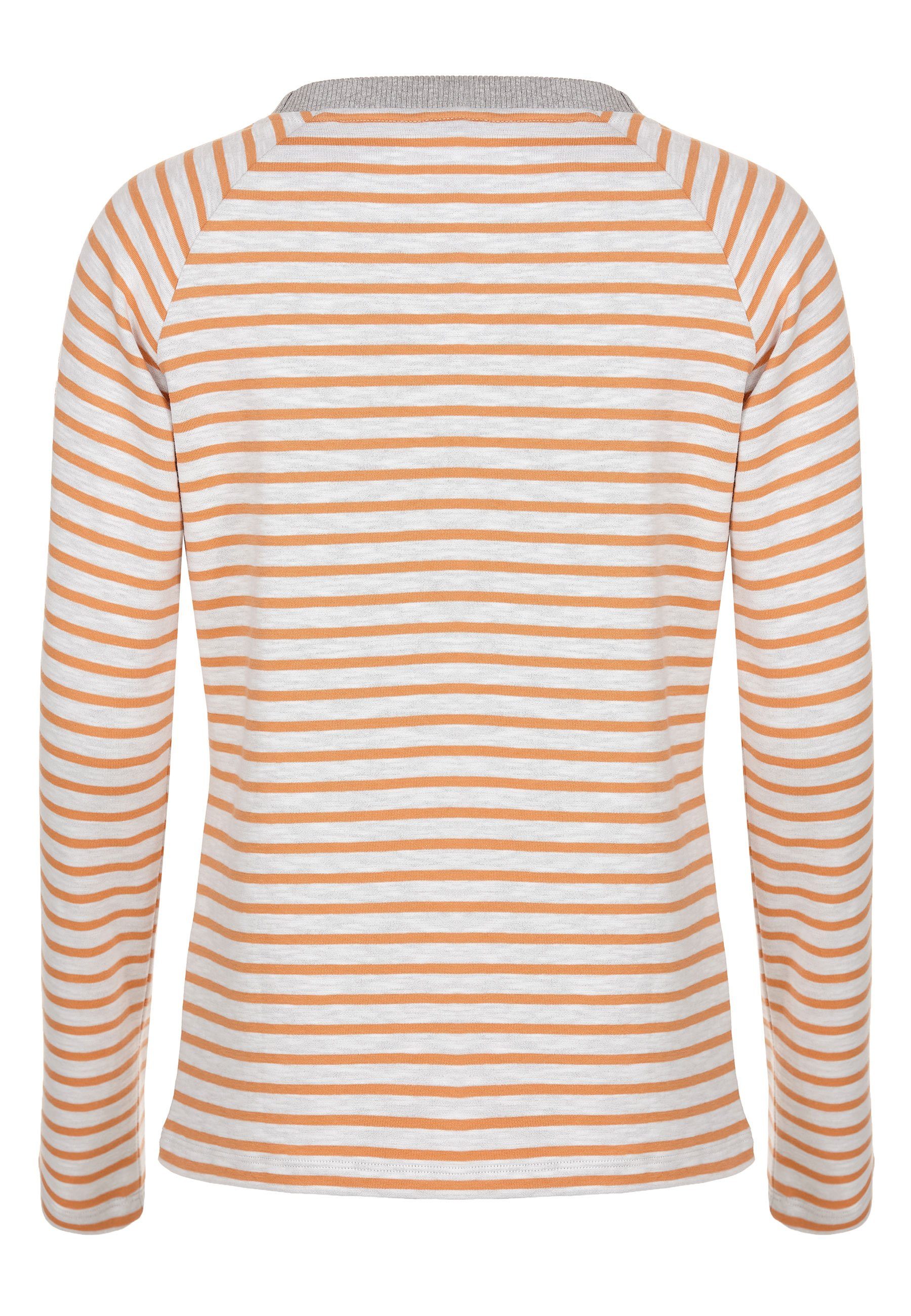 Tomorrow Sweatshirt weiter Elkline soft Halsausschnitt white Streifen orange -