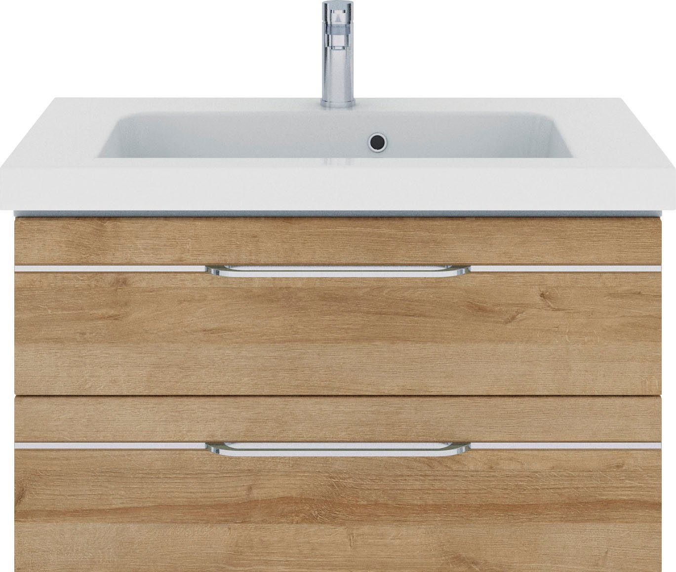 Saphir Badmöbel-Set Balto Sprint Waschplatz mit Mineralmarmor-Waschtisch, 92 cm breit, (1-St), Waschtisch und Unterschrank, inkl. Türdämpfer, mit 2 Schubladen