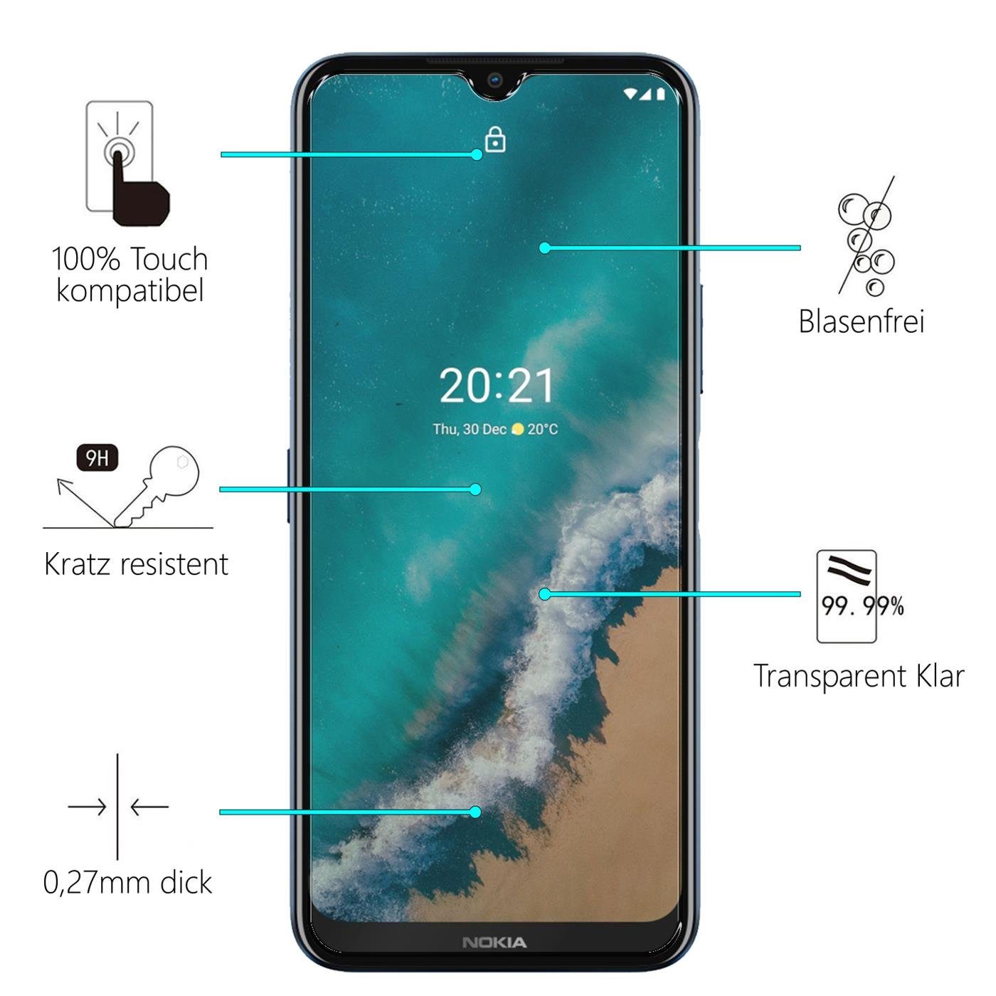CoolGadget Schutzfolie Panzerfolie für Nokia G50, (9H Härtegrad, 2x Schutzglas, 1xReinigungset), Displayfolie Panzer Schutzfolie 2 Stück für Nokia G50 Glas Folie