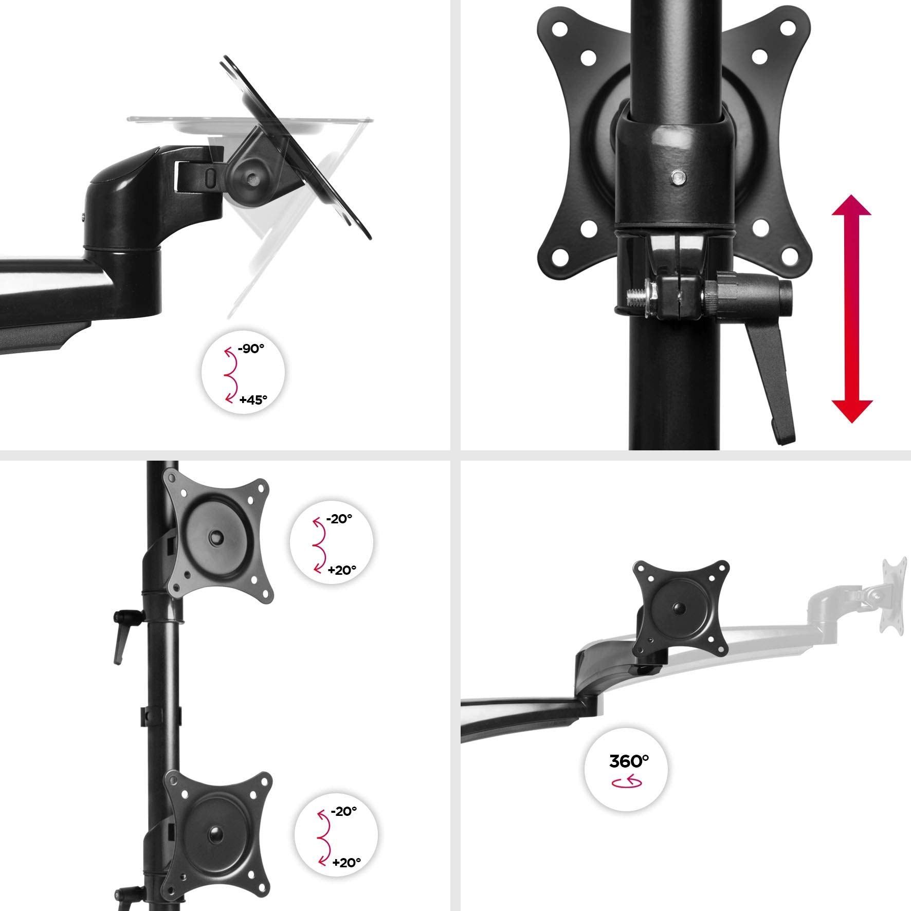 Duronic Monitorständer DM453VX1, (bis 27,00 Zoll, DM453VX1 Monitorarm, Monitor Halterung 4 Bildschirme bis 6 kg) – Bild 5 von 5