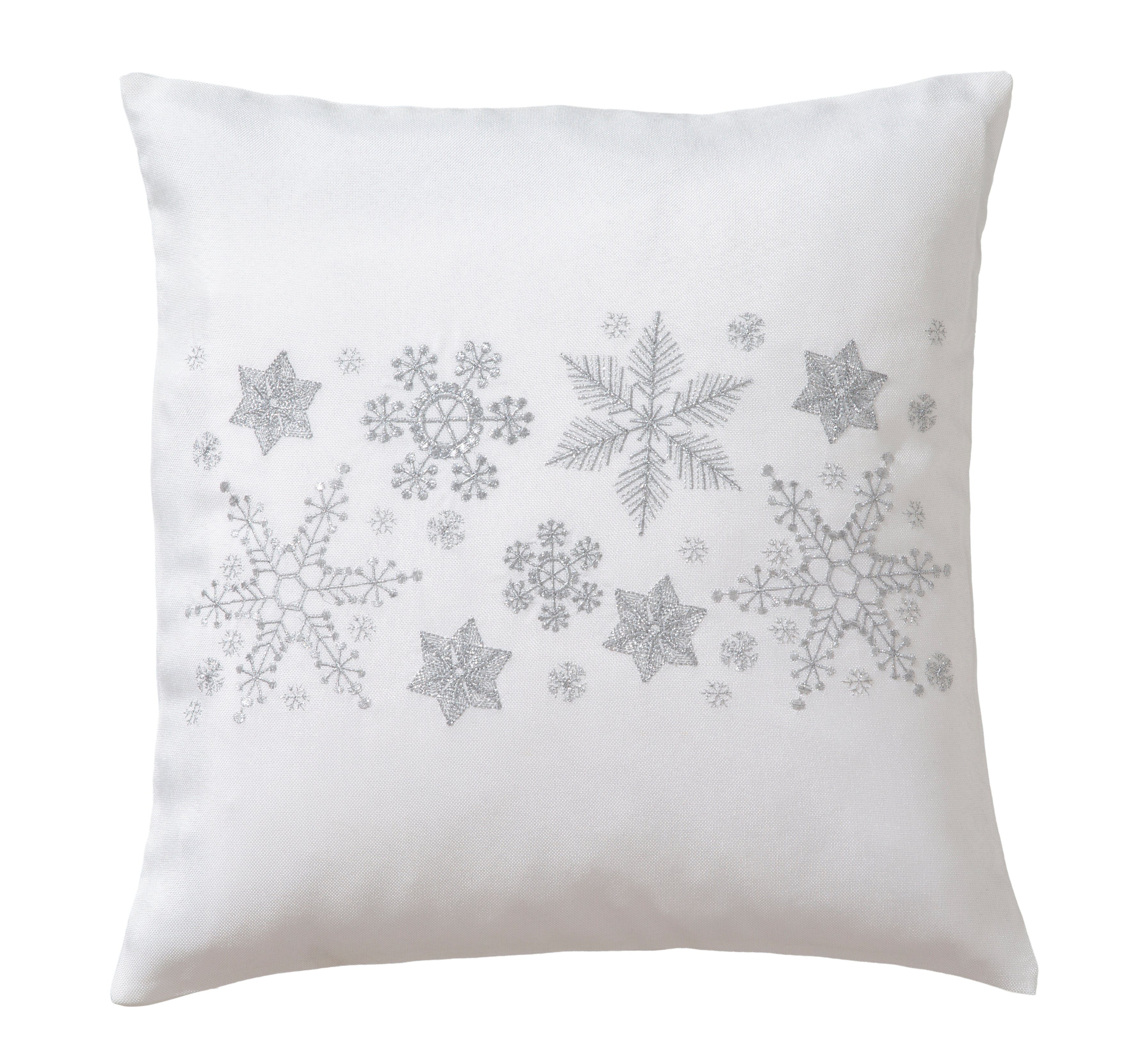 Kissenbezug Schneeflocke, Weihnachtsdeko, Stickerei (2 Dreams Stück), mit aufwendiger weiß/silberfarben