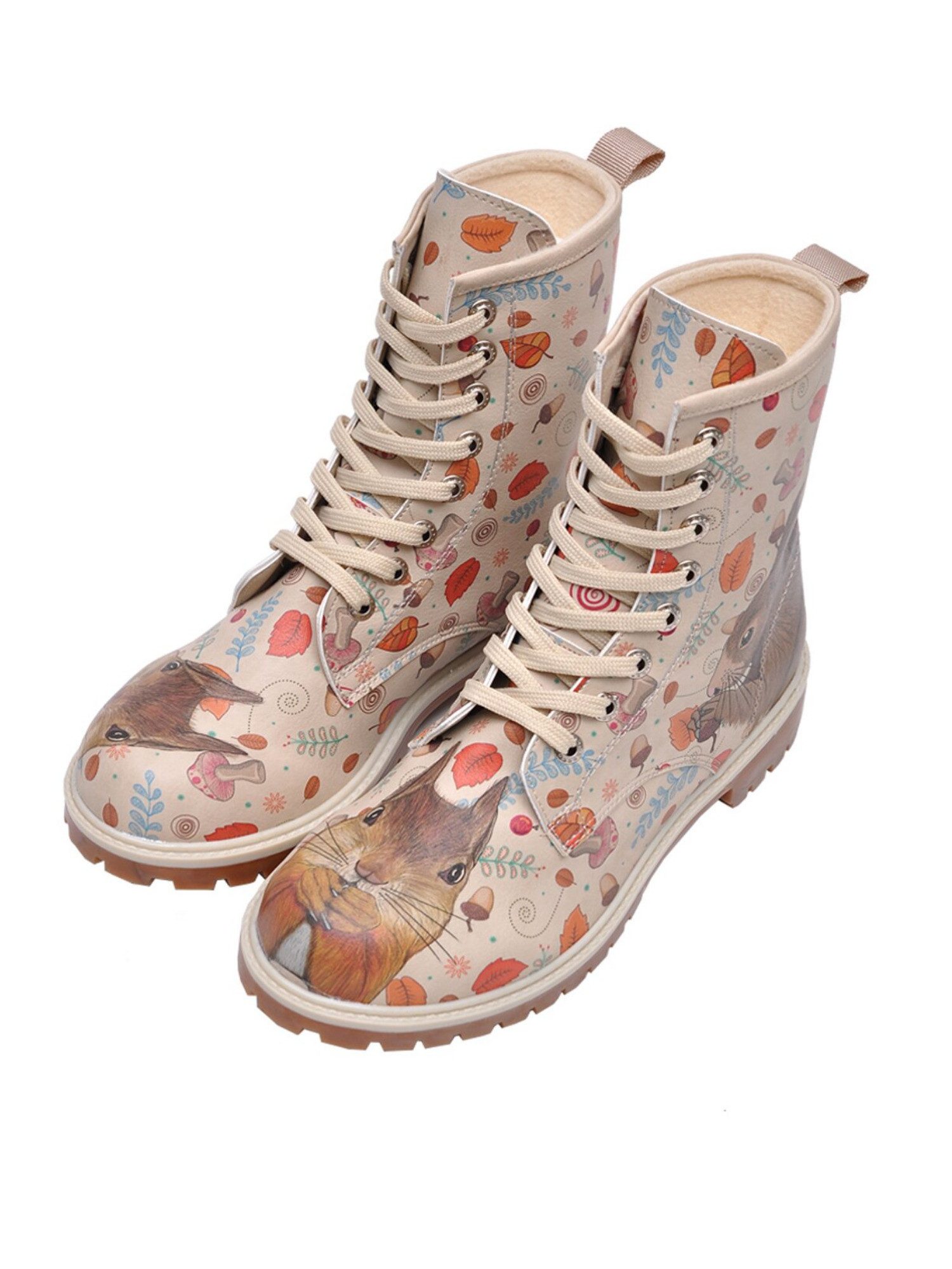 DOGO Long Boots Schnürstiefel Squirrel Damen Stiefeletten, Longe Schnürboots Handgefertigt