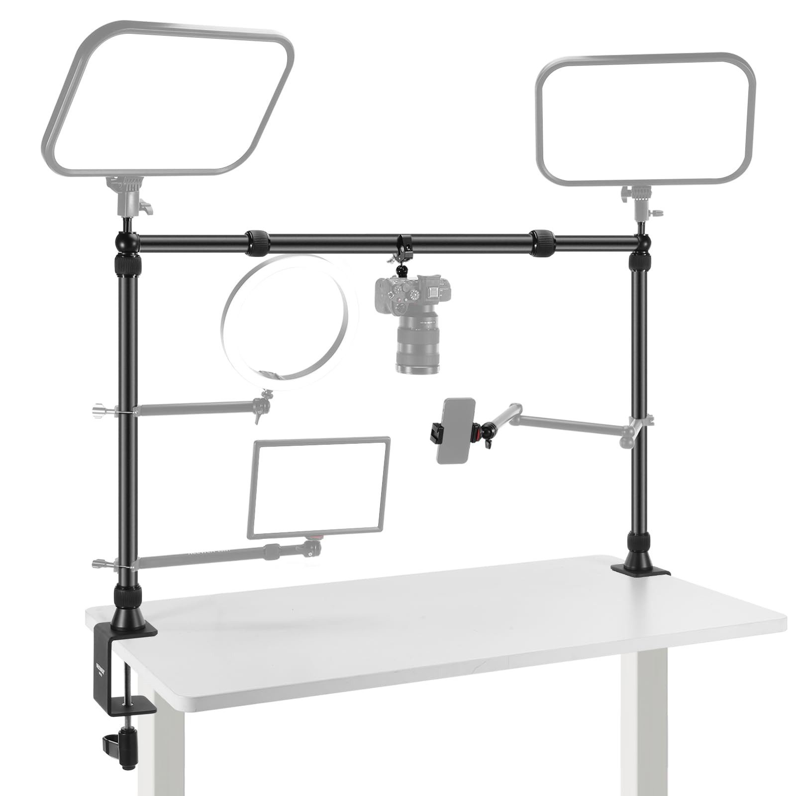 Neewer NK002 Overhead-Plattform mit 2 Kugelköpfen, trägt 12 kg Tischstativ (höhenverstellbar von 69 bis 122 cm)