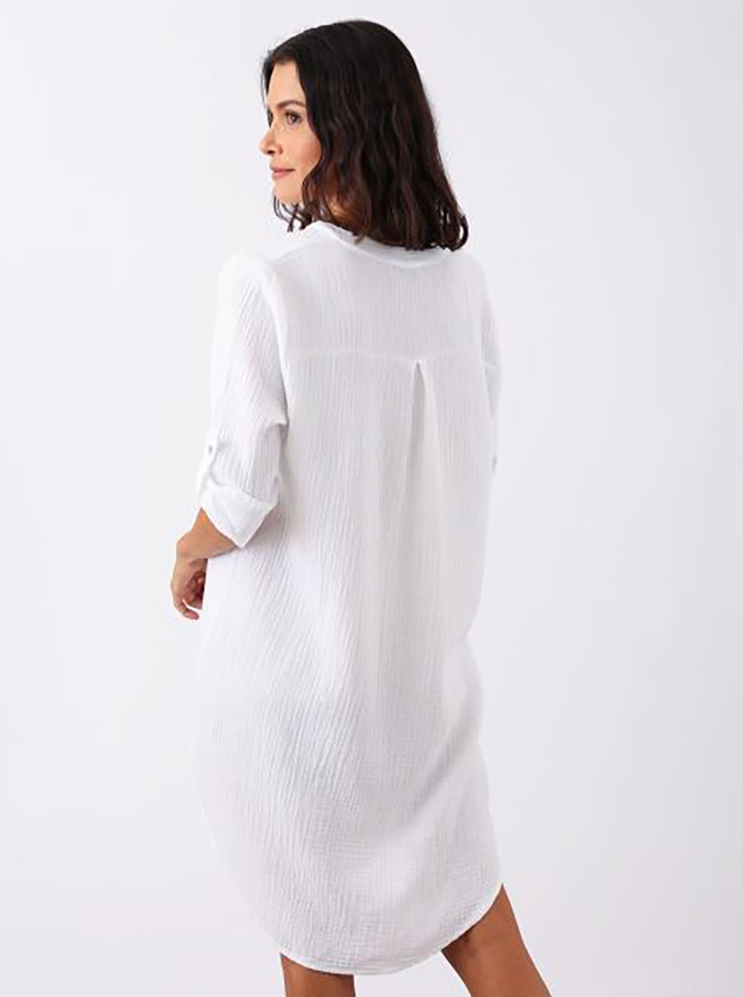 Zwillingsherz Schlupfbluse "Rom" verlängerte Rückenpartie, V-Neck, Turn-Up Ärmel, Musselin