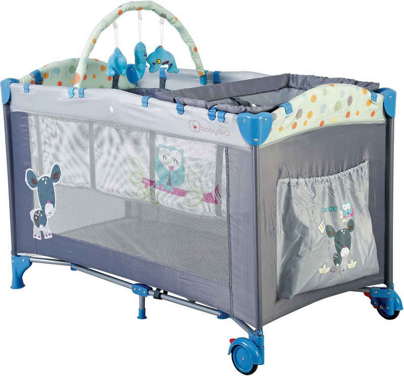 BabyGo Baby-Reisebett Sleepwell, blau, mit abnehmbarem Spielbogen