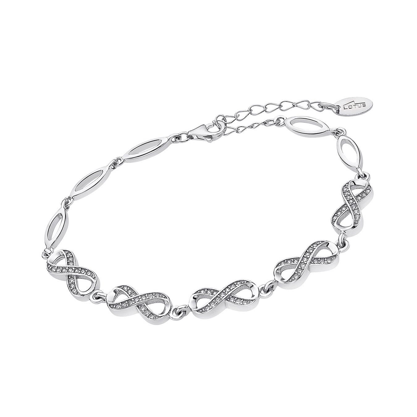 LOTUS SILVER Silberarmband LOTUS Silver Unendlich Браслеты (Armband), Armband Unendlich ca. 16cm, 925 Sterling Silber, Farbe: weiß, silber
