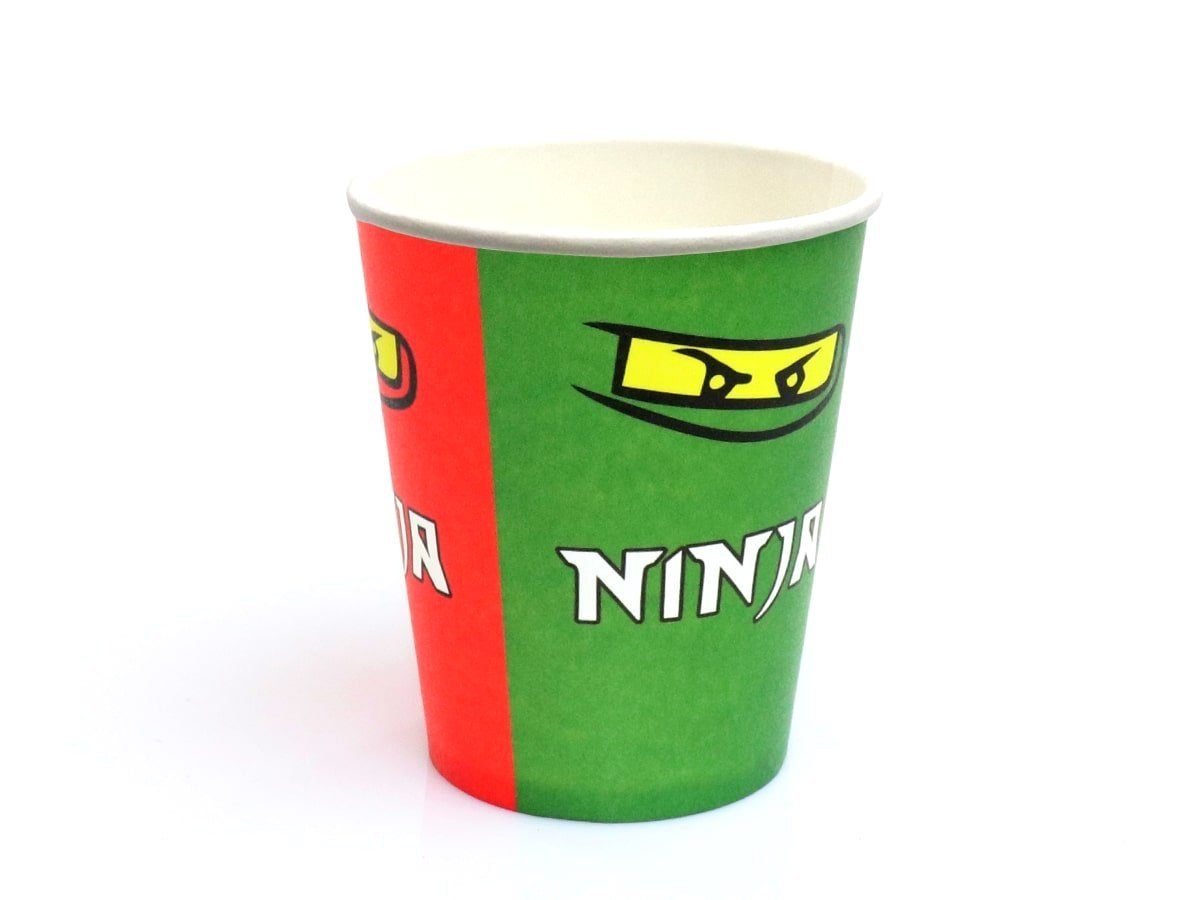 Festivalartikel Einwegbecher NINJA Set 6 Einwegbecher Pappbecher 250 ml