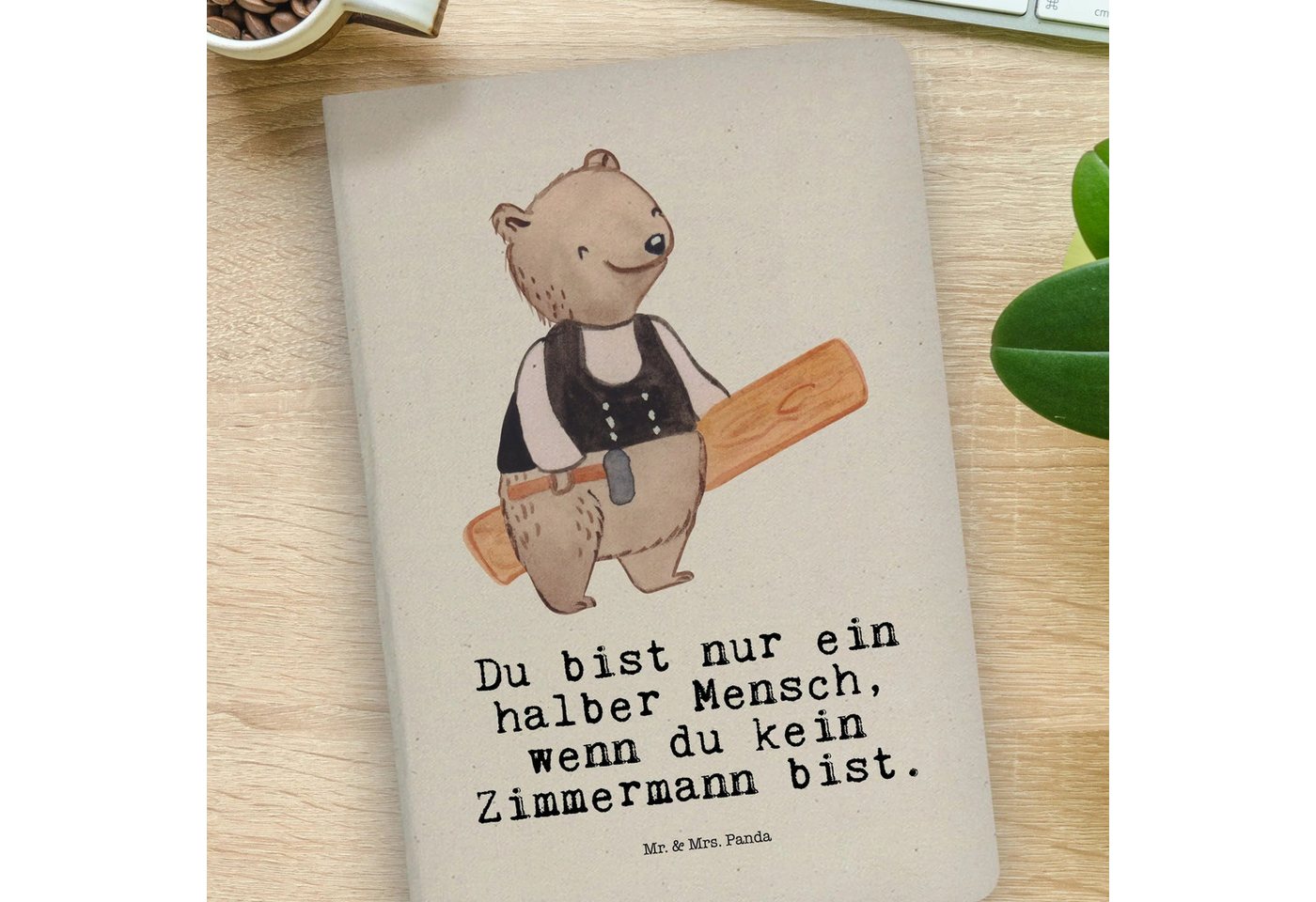 Thumbnail - Mr. & Mrs. Panda Notizbuch Zimmermann Herz - Transparent - Geschenk, Stoff Notizbuch A4, Beruf, Mr. & Mrs. Panda, Bezaub...