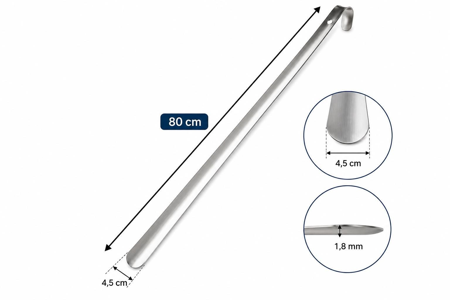 BAYLI Schuhlöffel Bayli 80cm Schuhlöffel aus Edelstahl, Schuhanzieher Extra Lang