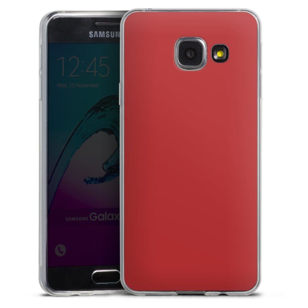 DeinDesign Handyhülle Rot einfarbig Farbe Karminrot, Samsung Galaxy A3 (2016) Slim Case Silikon Hülle Ultra Dünn