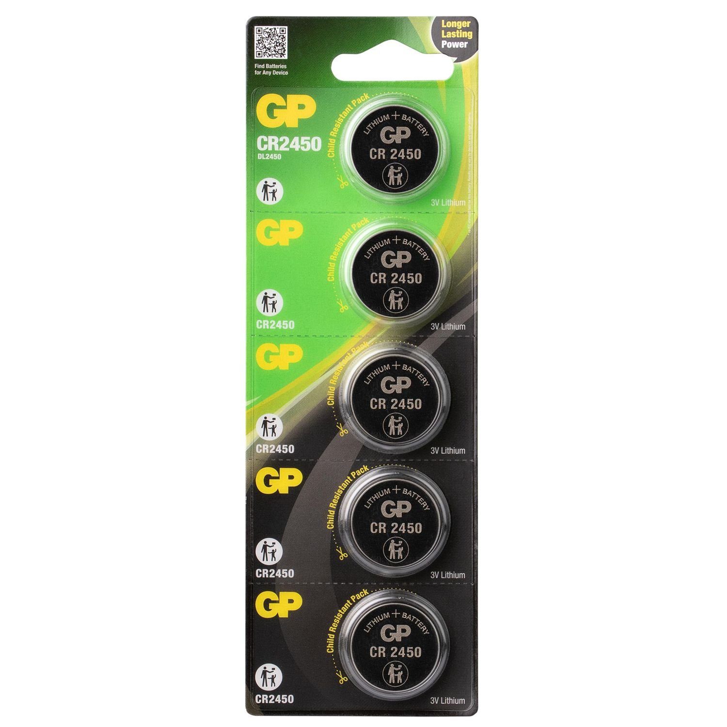 GP Batteries CR2450 GP Lithium Knopfzelle 3V Batterie, (3 Volt V)