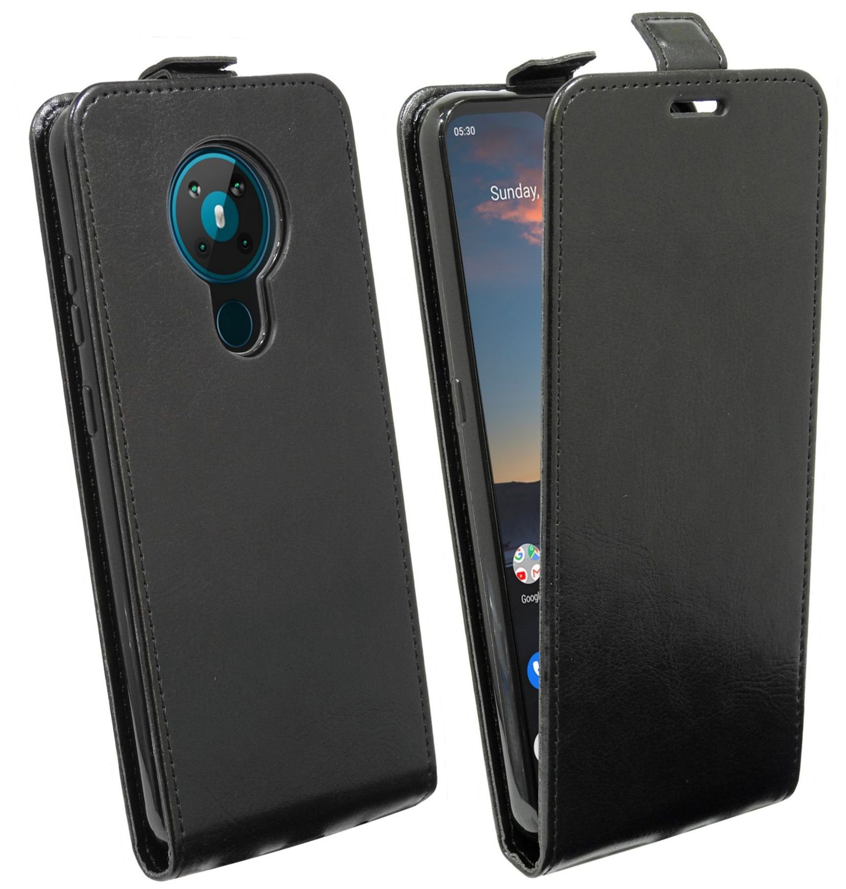 cofi1453 Handyhülle Flip Case für Nokia 5.3, Schutzhülle Handy Flip Cover Klapptasche Schwarz