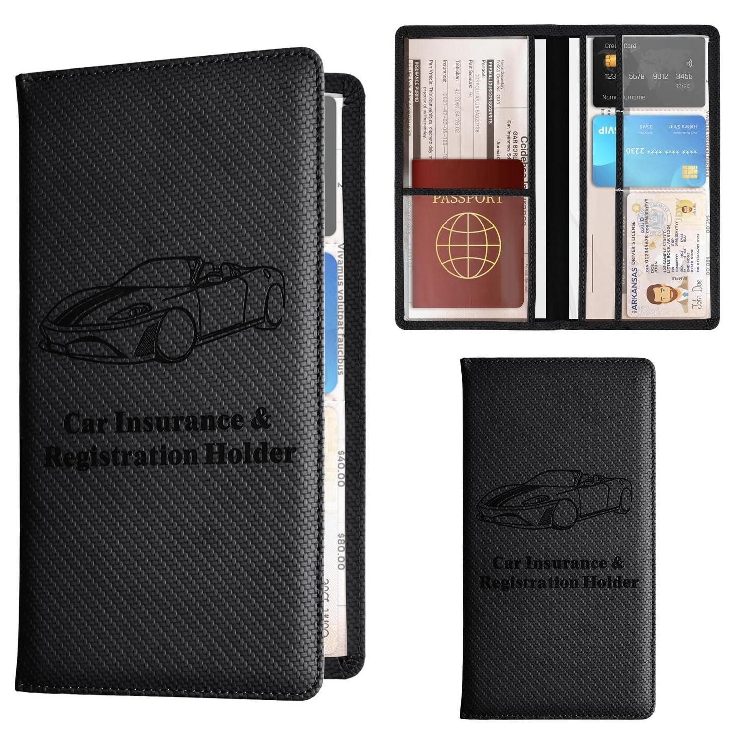 LuxusKollektion Dokumententasche Kfz-Dokumentenmappe Organizer Schwarz