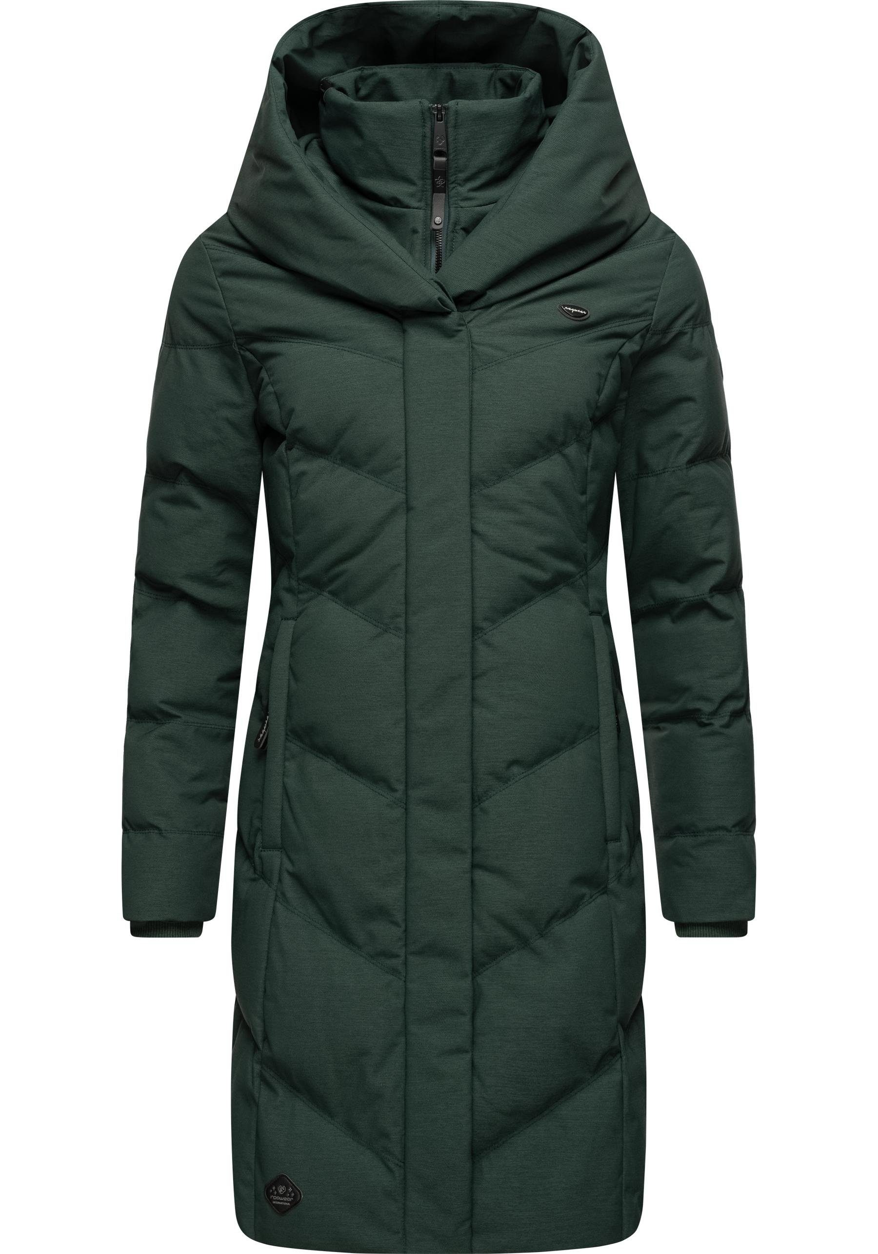 Ragwear Steppmantel Natalka Melange Gesteppter Damen Wintermantel mit gefütterter Kapuze