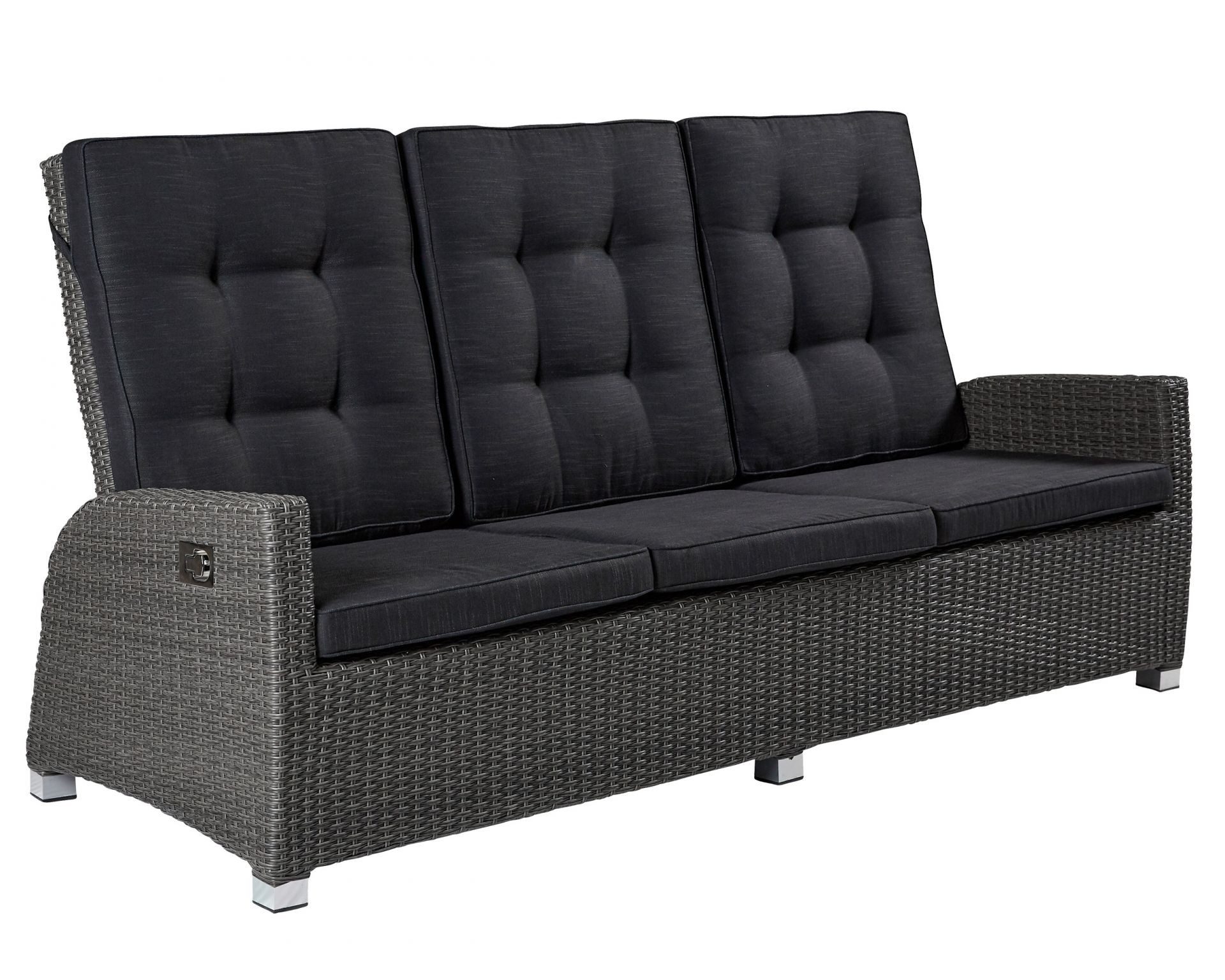 dasmöbelwerk Gartenbank Relaxsofa Kansas 3er Sofa Garten Couch Zweisitzer Grau-Mix, verstellbarer Rückenlehne