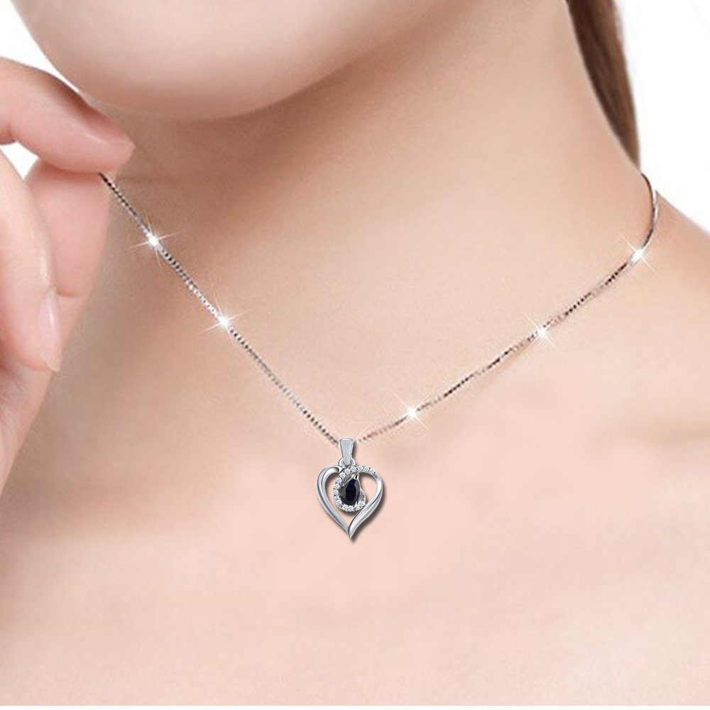 Limana Herzkette Blauer Saphir echter Edelstein 925 Sterling Silber Herz Ke günstig online kaufen