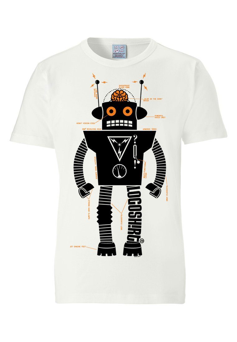 mit LOGOSHIRT Roboter Roboter-Print T-Shirt Logo Logoshirt