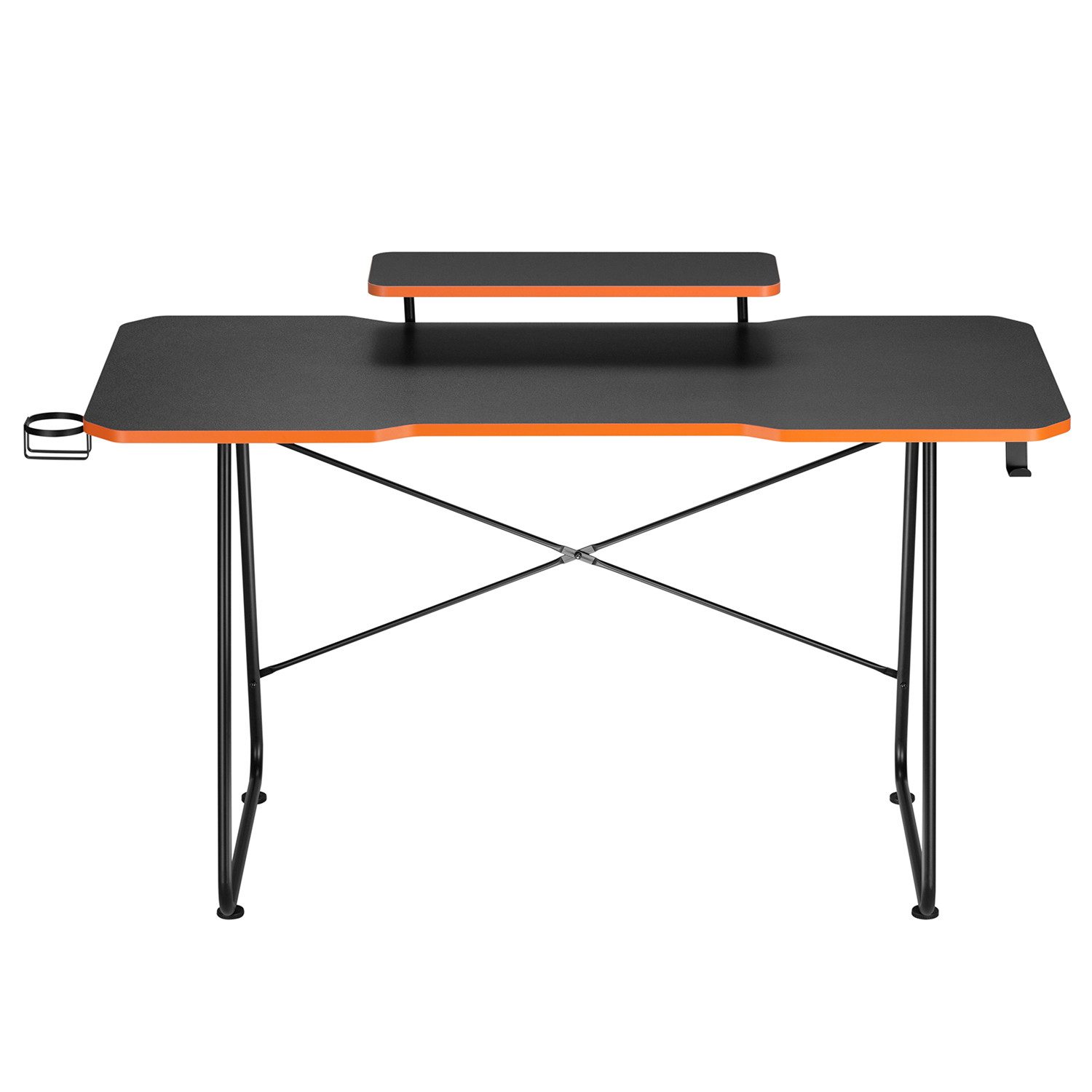 NanoRS Schreibtisch Gaming-Tisch mit Monitorablage RS170 + Kabelorganisation RS125, Spieltisch mit Regal + Kabelabdeckung 1345mm