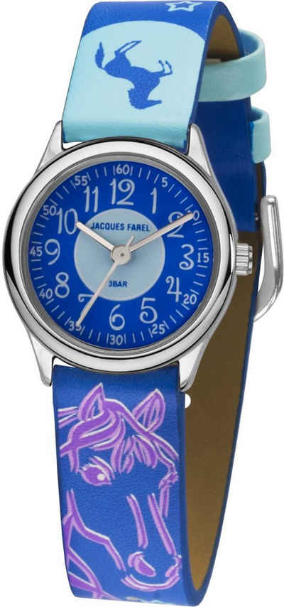 Jacques Farel Quarzuhr Pferdeuhr, HCC 338, Armbanduhr, Kinderuhr, Mädchenuhr, Pferde, ideal auch als Geschenk