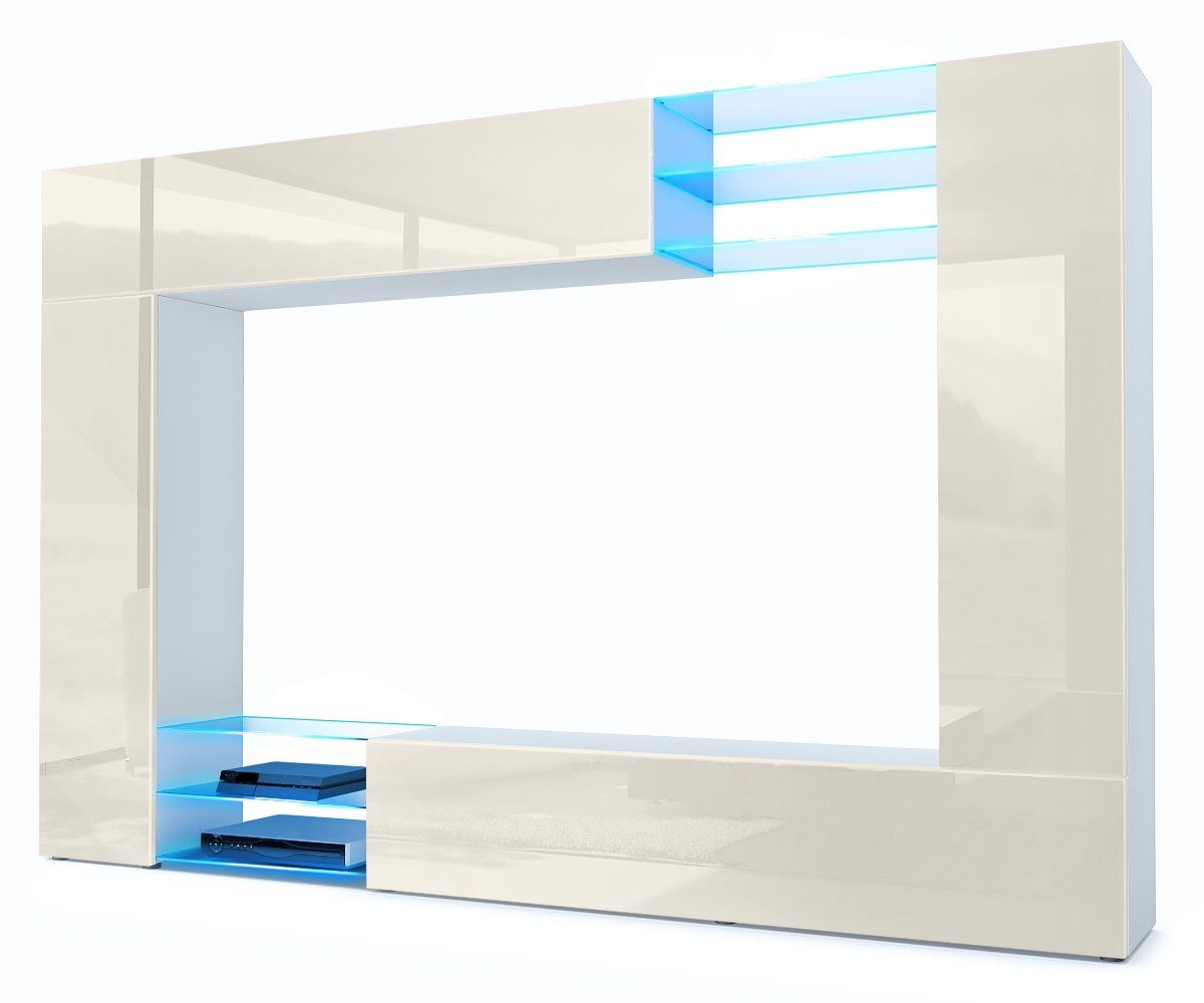 Vladon Wohnwand Mirage, (Anbauwand mit Rückwand mit 2 Türen, 2 Klappen und günstig online kaufen