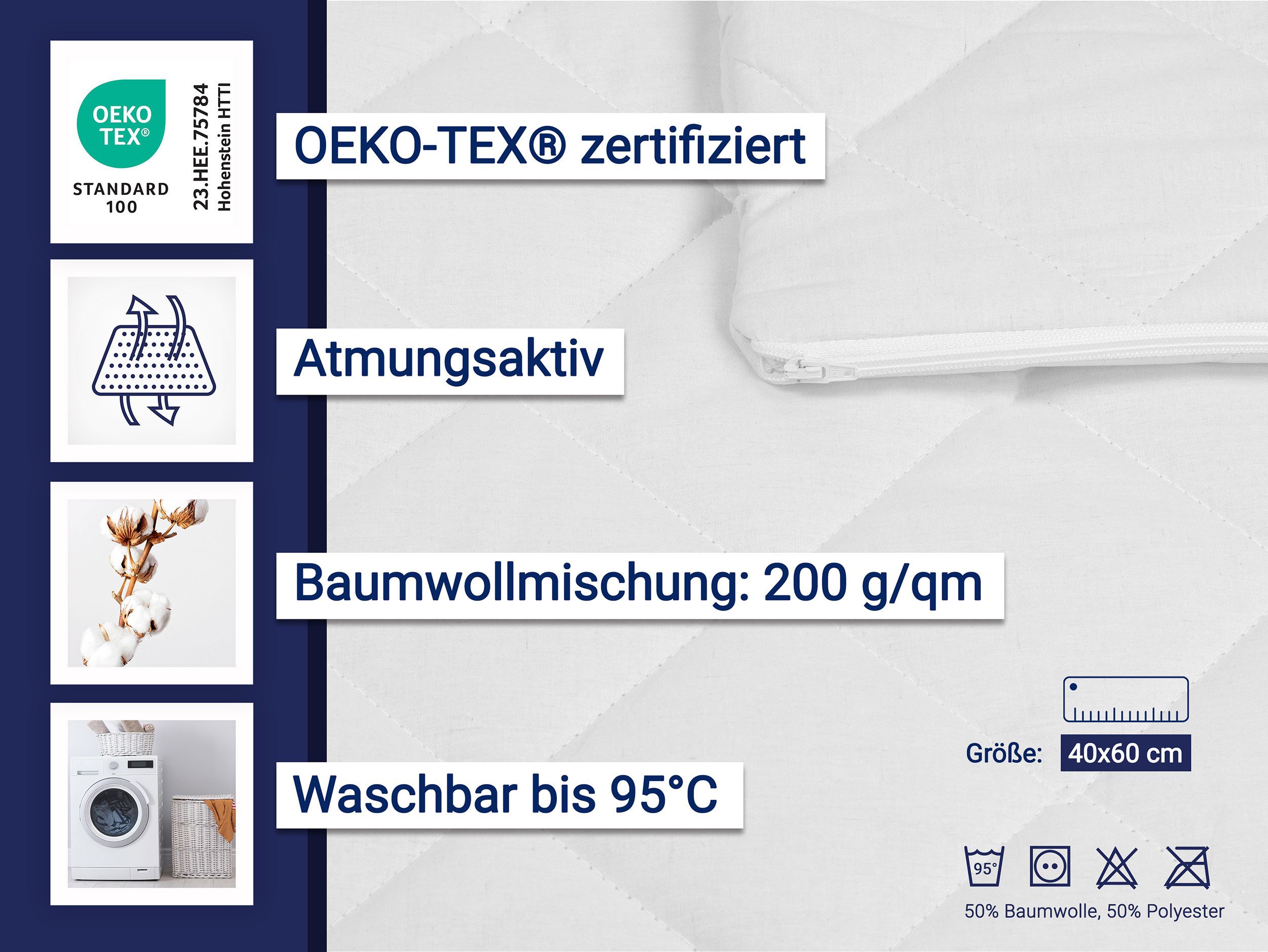 ZOLLNER Kissenbezug, (1 Stück), 40 x 60 cm, 50% Polyester, 50% Baumwolle, S günstig online kaufen