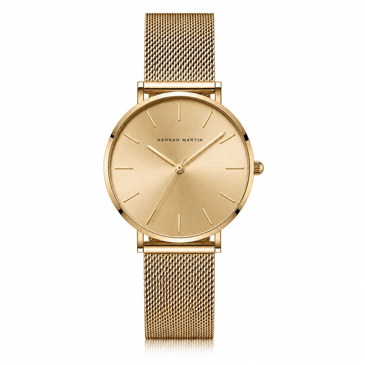 Fyrove Quarzuhr Damen Armbanduhr 36 mm mit Edelstahl-Mesharmband, (ultraflache Analoguhr 6,9 mm, 3 ATM spritzwassergeschützt), elegante Business Damenuhr in Gold