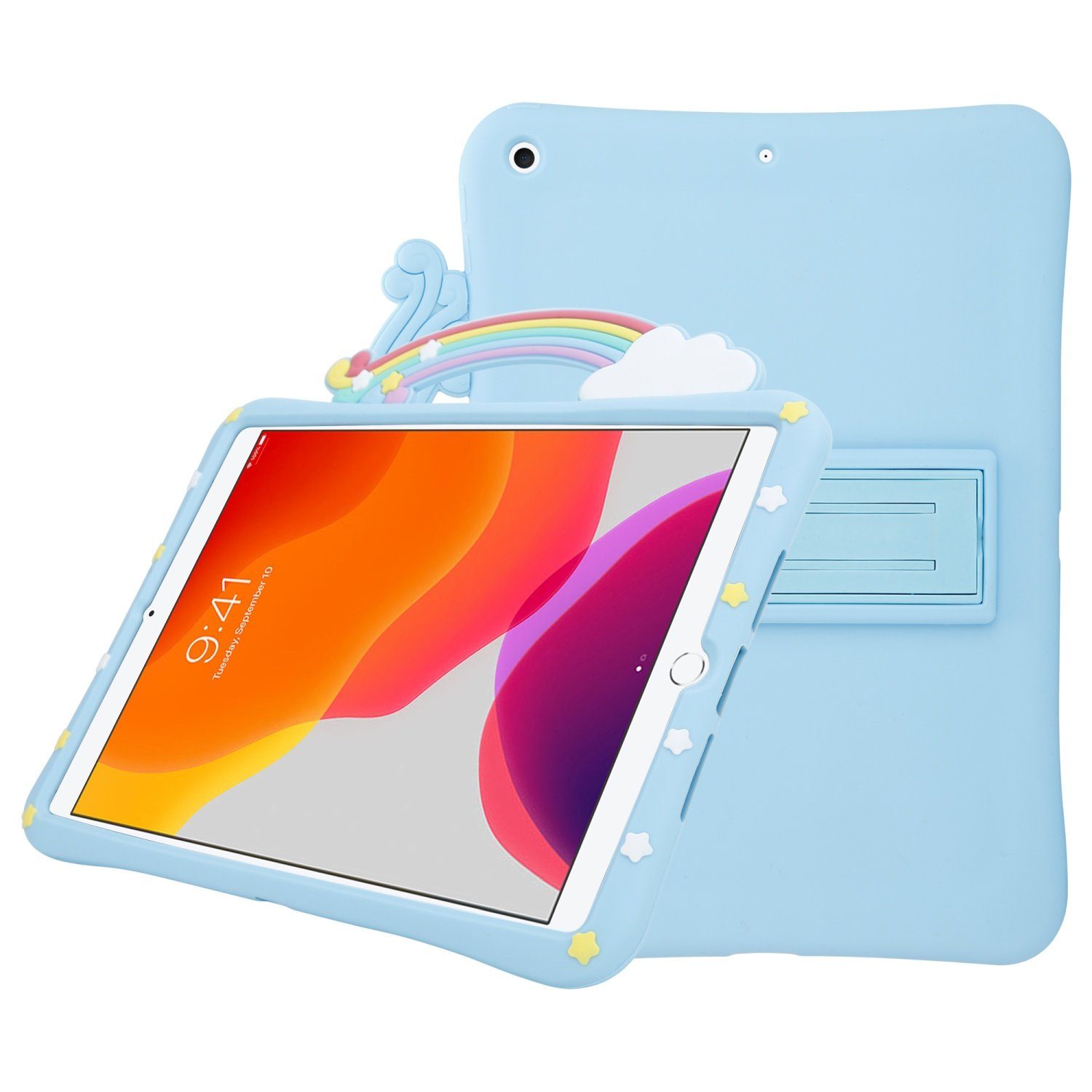 Cadorabo Tablet-Hülle TPU Tablet für Kinder Apple iPad AIR 2 2014,  Tablethülle - Schutzhülle für Kinder aus TPU Silikon mit Standfunktion