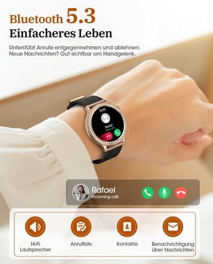 AIMIUVEI Smartwatch (1,32 Zoll, Android, iOS), mit Telefonfunktion,Menstruationszyklus24/7 Pulsuhr Schlafmonitor,IP68