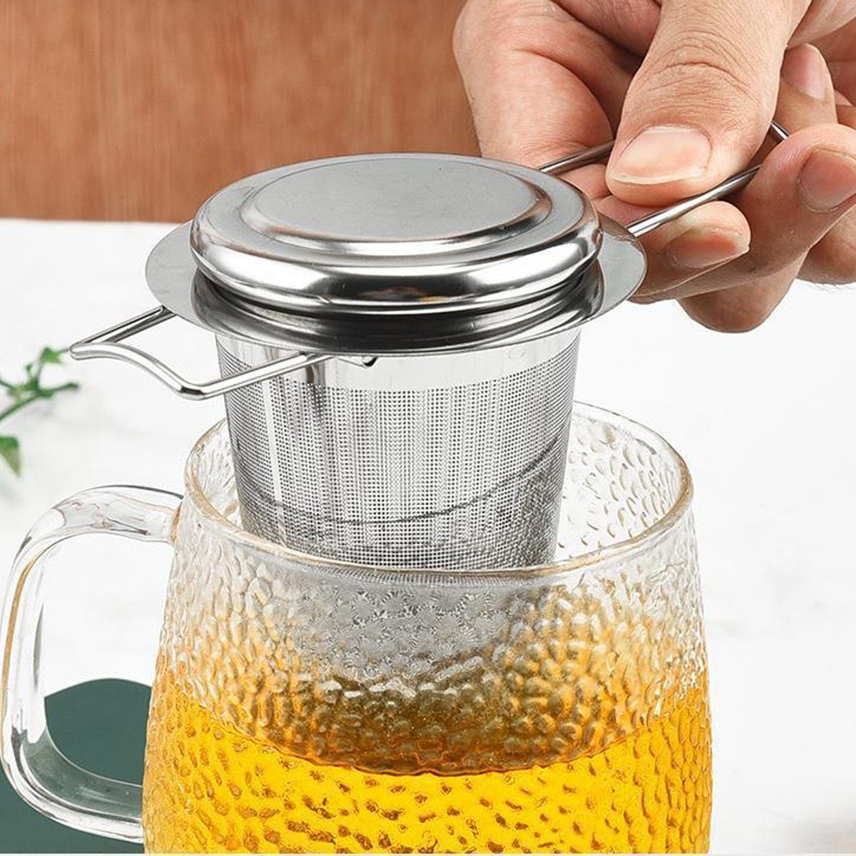 Jormftte Teesieb mit Griffen losen Tee-Edelstahl faltbaren für Teefilter Teesieb