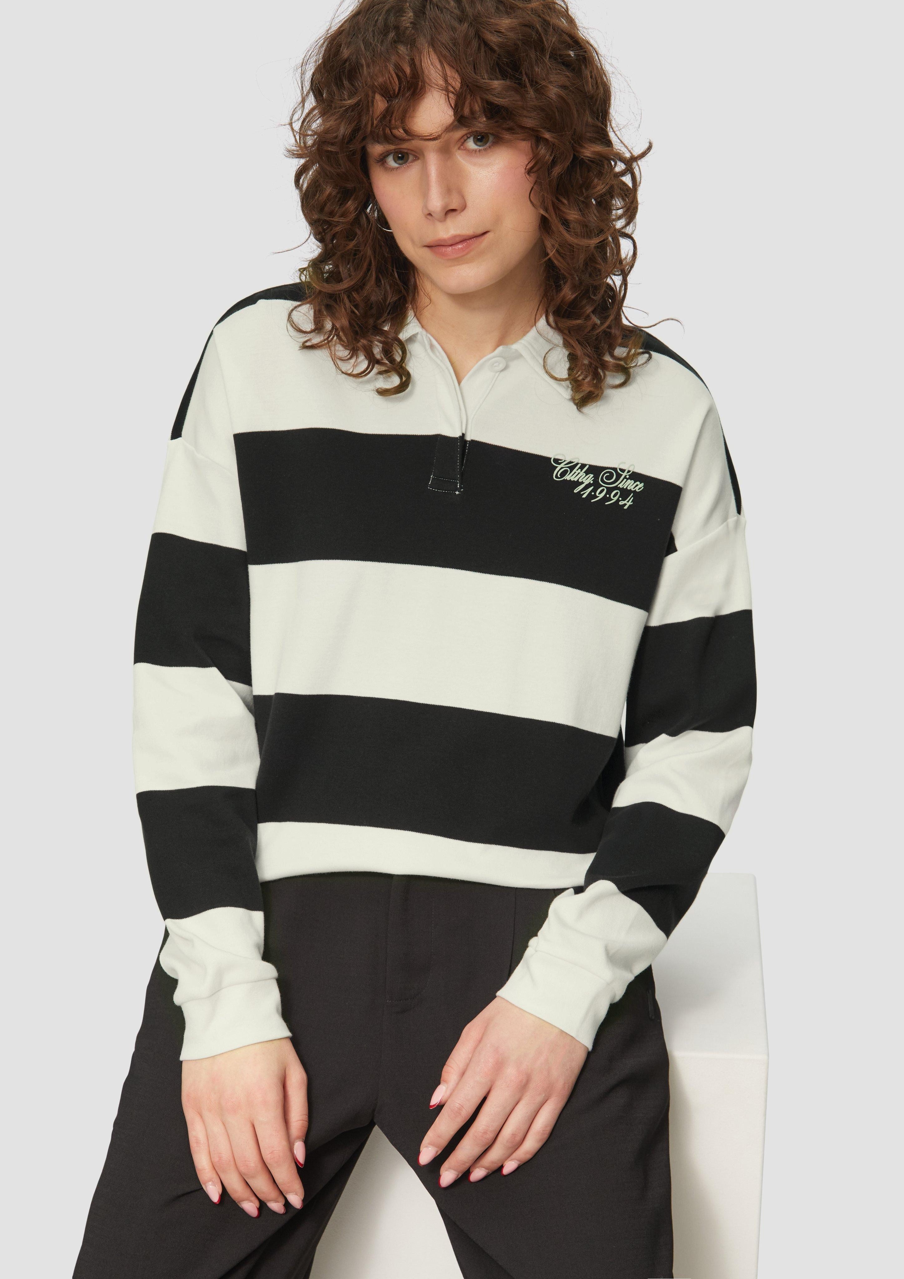QS Langarmshirt Poloshirt im Loose Fit günstig online kaufen