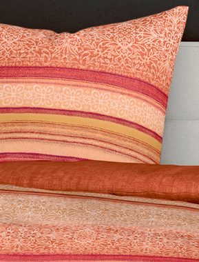 Bettwäsche Baumwolle, Traumschloss, Satin, 2 teilig, mit Streifen in orange, gelb