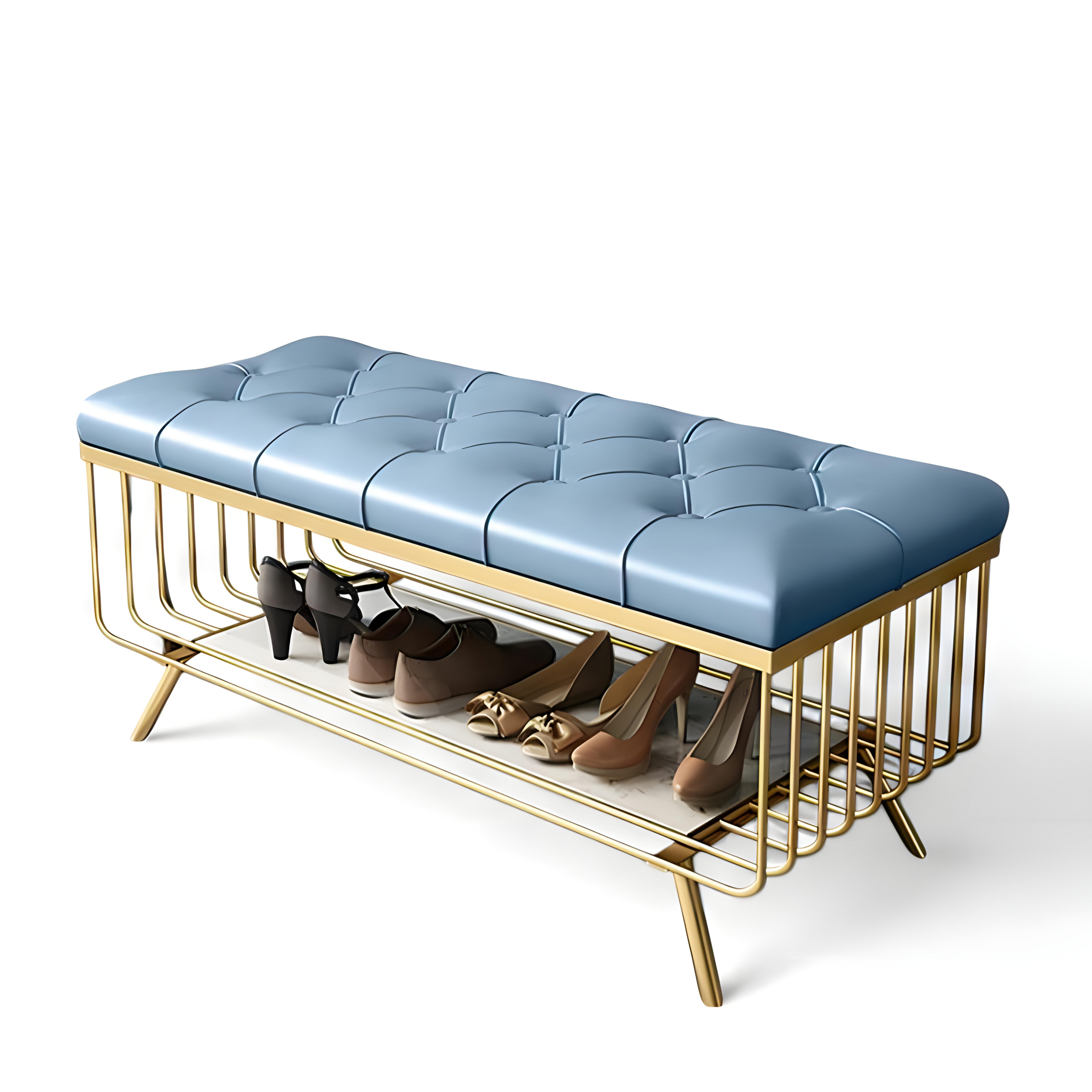 Xlmoebel Polsterbank XLMOEBEL Polsterbank in Blau mit Schuhablage und weicher Sitzfläche (1-St), Made in Europa
