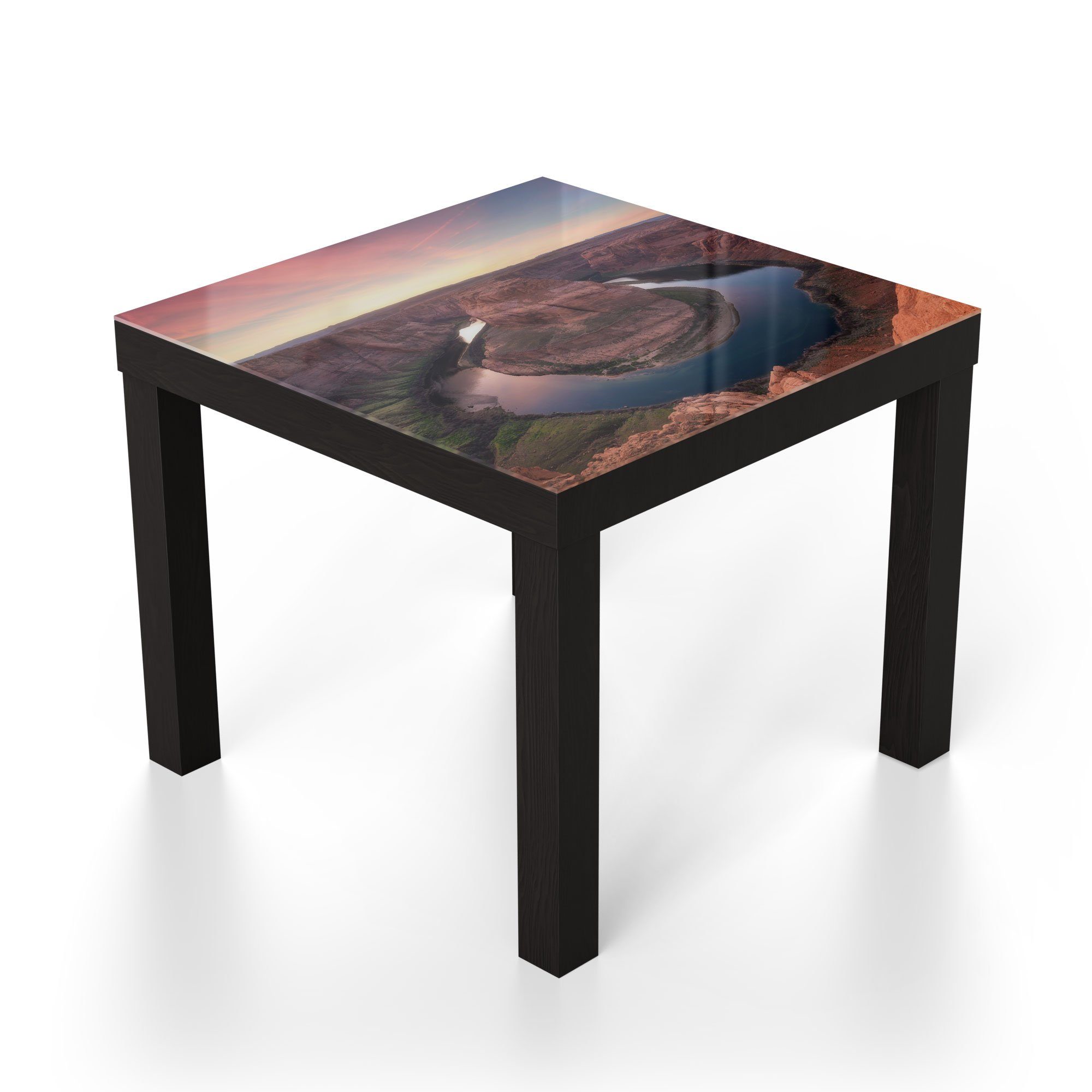 DEQORI Couchtisch 'Horseshoe Abend', Glas modern Glastisch Beistelltisch Bend am Schwarz