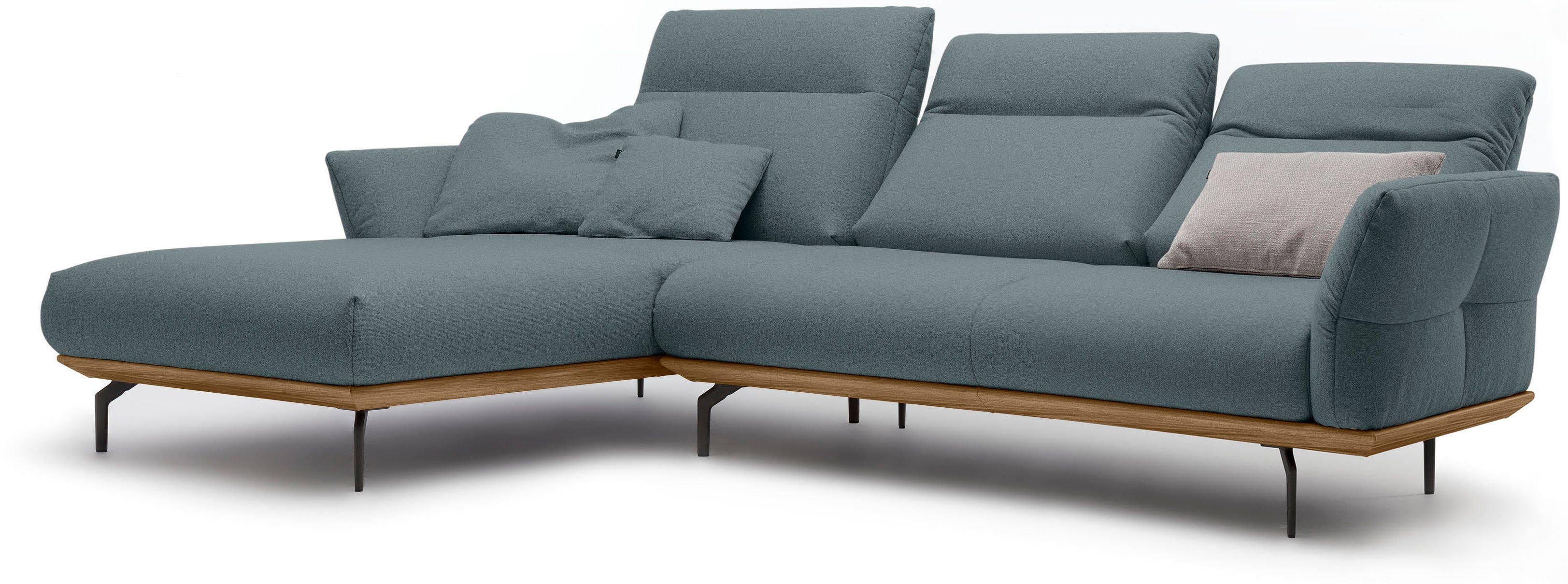 Breite sofa 298 in Ecksofa hs.460, hülsta Umbragrau, Winkelfüße Sockel cm Nussbaum, in