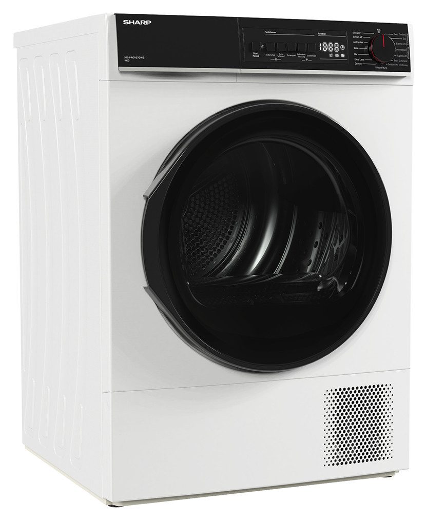 Sharp Wärmepumpentrockner KD-PRO9S7GWB-DE, Programmknebel und SoftTouch-Bedienung mit LED-Display
