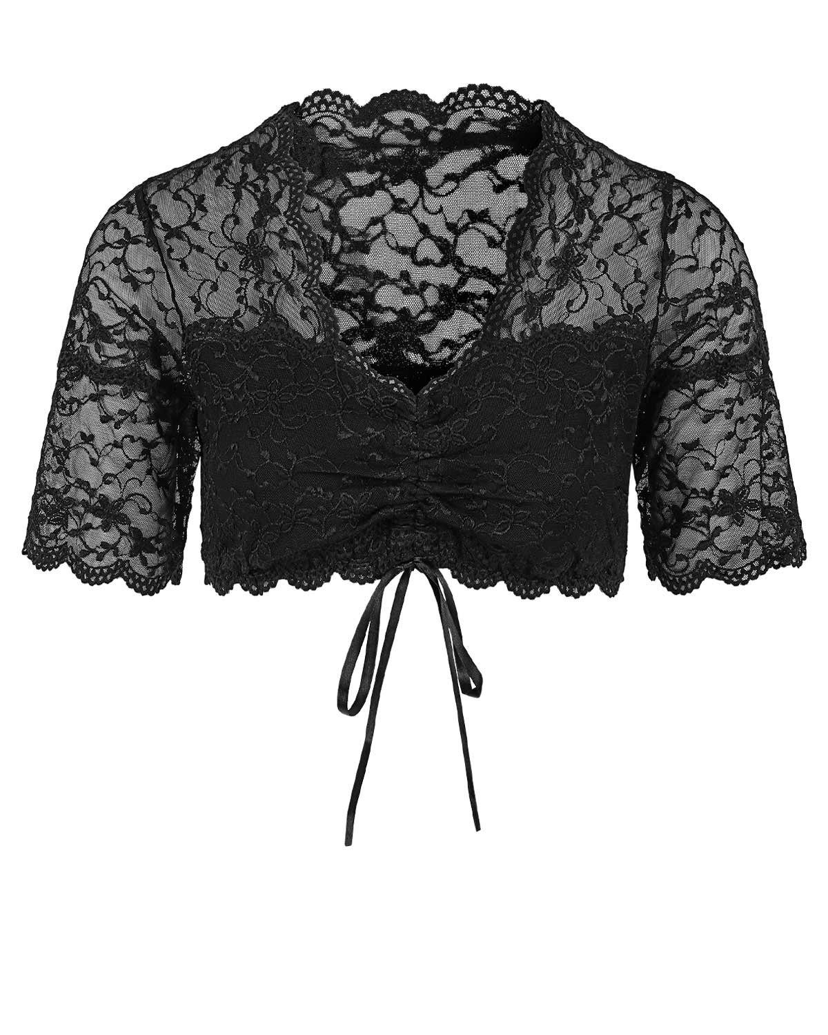 Nina Von C. Dirndlbluse Spitzen Bluse 'Linnea' Halbarm 48463971, Schwarz – Bild 2 von 4