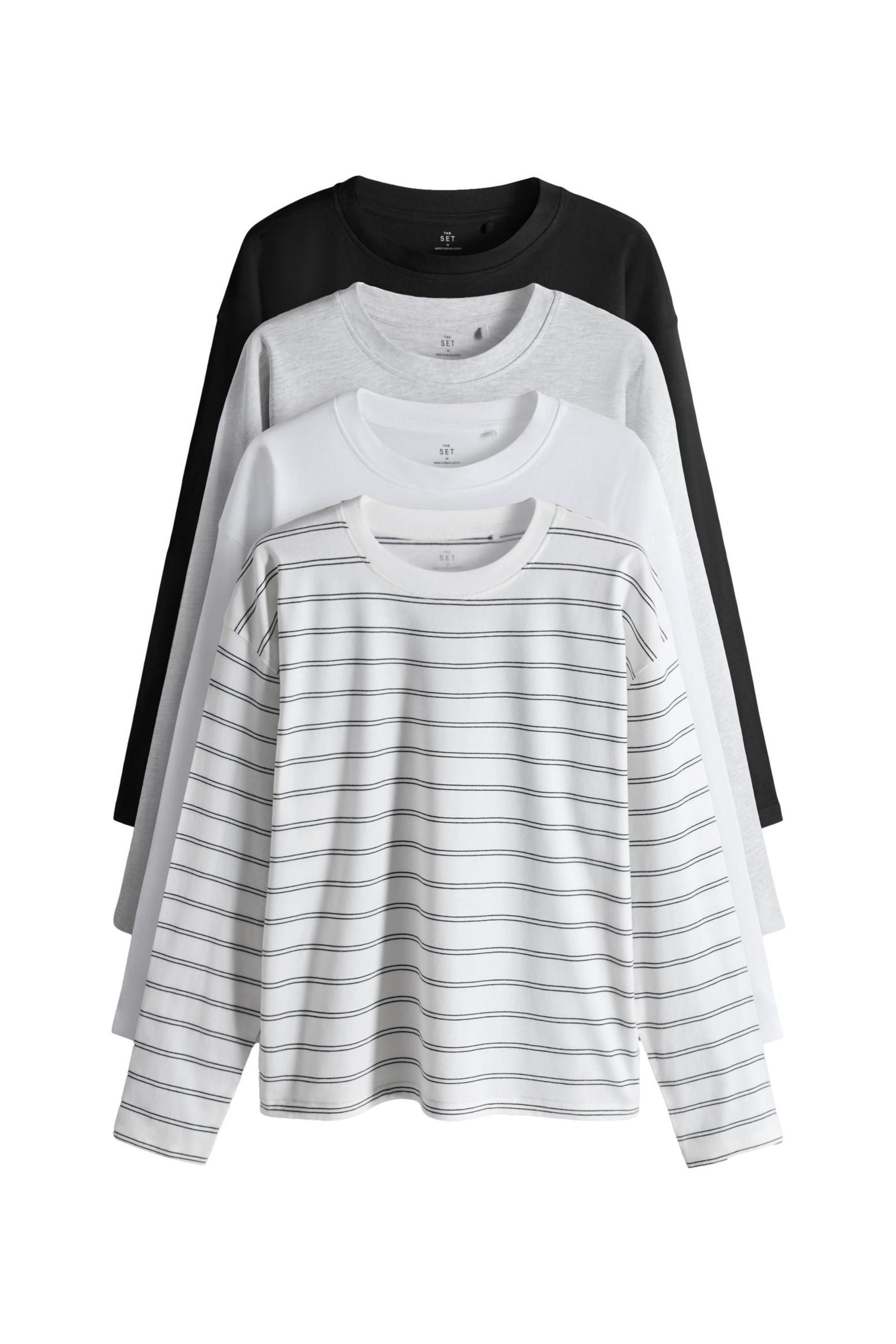 The Set Langarmshirt The Set Relaxed Fit Langarmshirts, 4er-Pack (4-tlg) günstig online kaufen