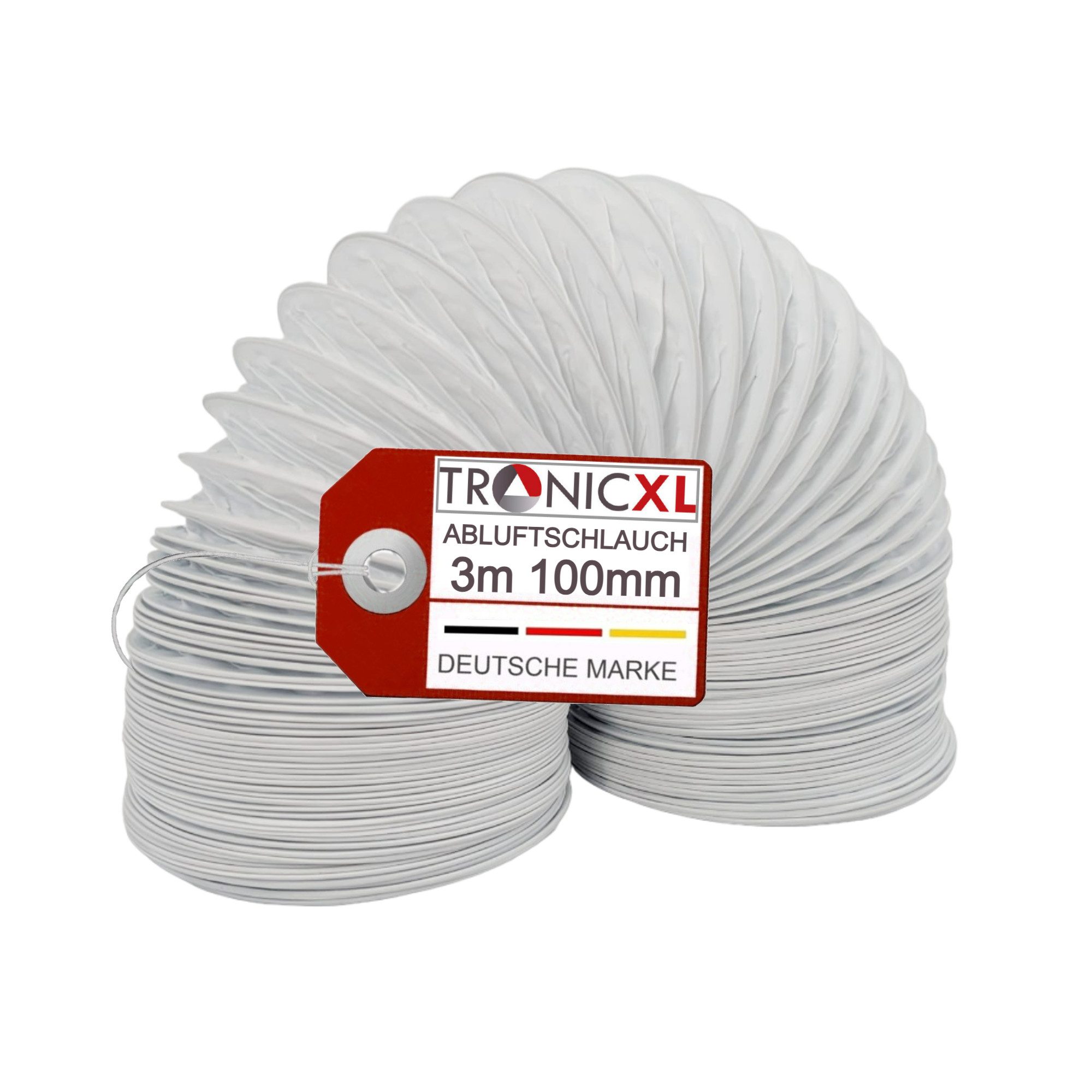 TronicXL Abluft-Set PVC Abluftschlauch 100 mm 3m Trockner Klimaanlage Grow Schlauch Abluft