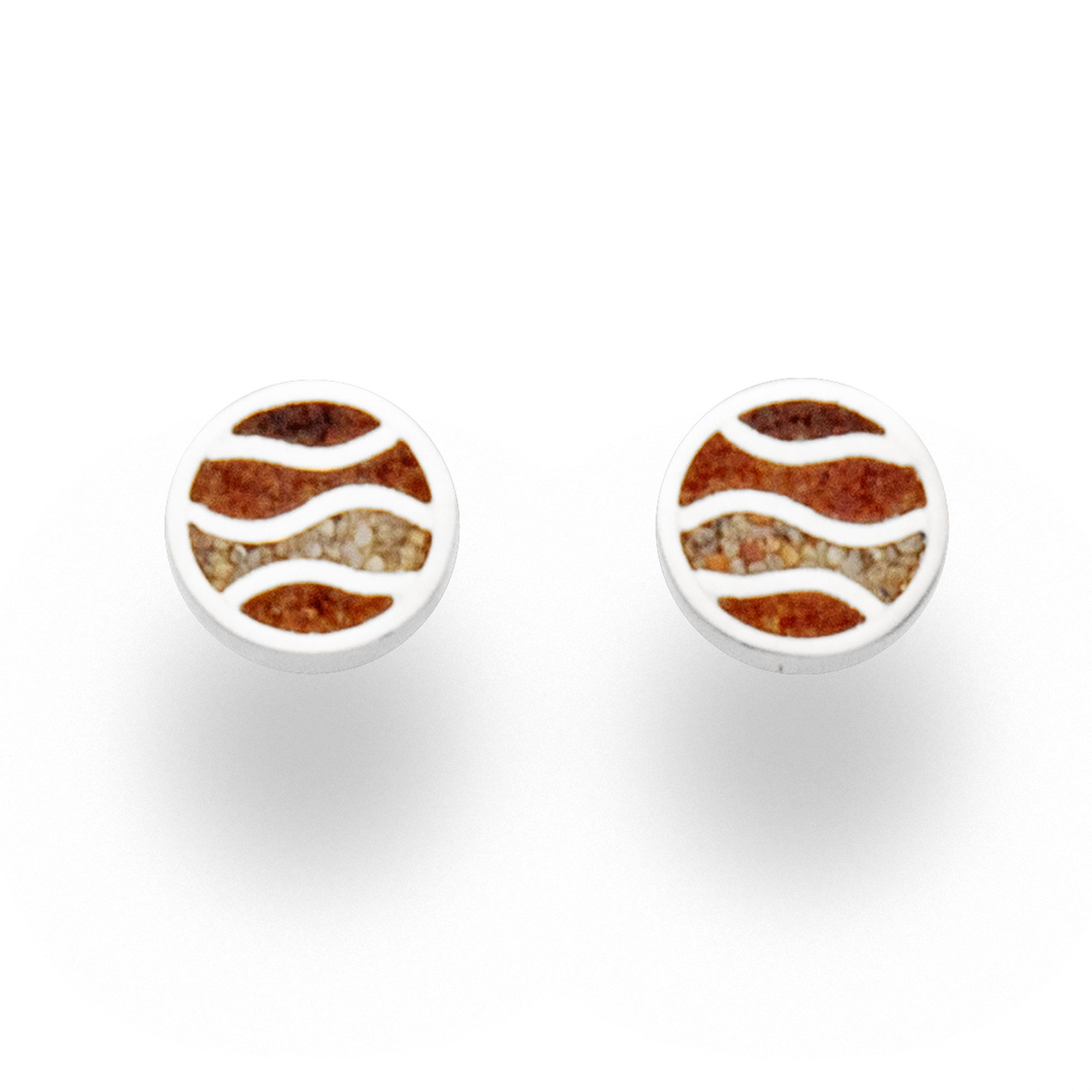 DUR Paar Ohrstecker O5141 Strandwelle – 925 Silber mit Bernstein- & Strandsand, 8 mm, maritimer Schmuck