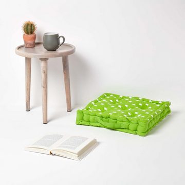 Homescapes Bodenkissen Sitzkissen Sterne grün 40 x 40 x 10 cm & Polyester