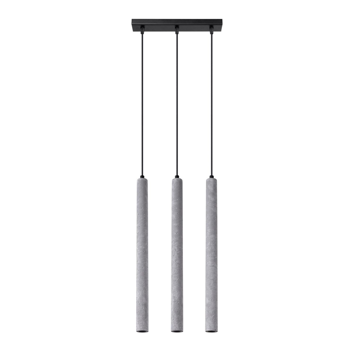 Licht-Erlebnisse Pendelleuchte PETERA, ohne Leuchtmittel, Beton Metall H: max. 110 cm Grau G9 3-flammig länglich Modern