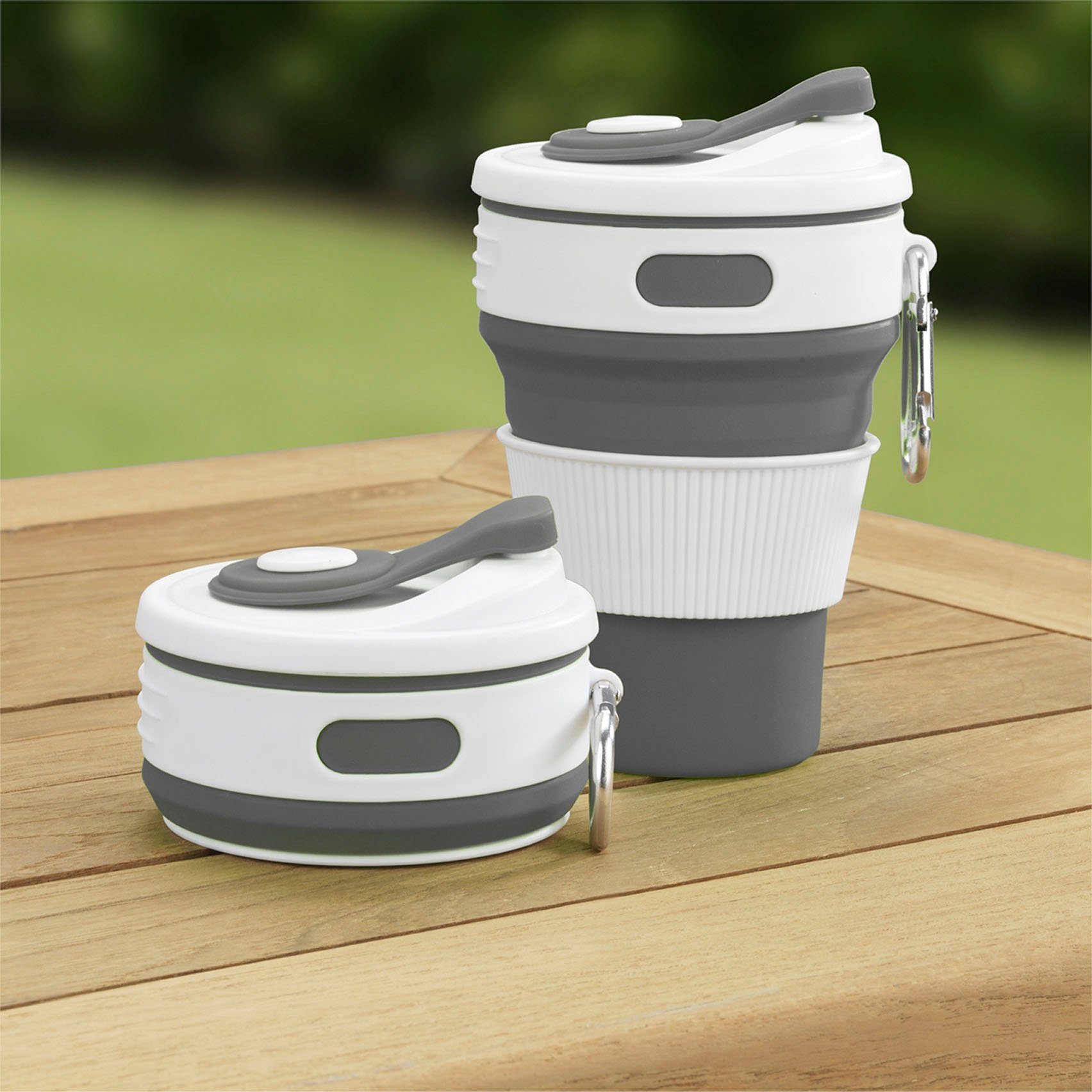 ml, faltbar, Coffee-to-go-Becher Silikon, 2-teilig Premium, Maximex Kunststoff, je 350